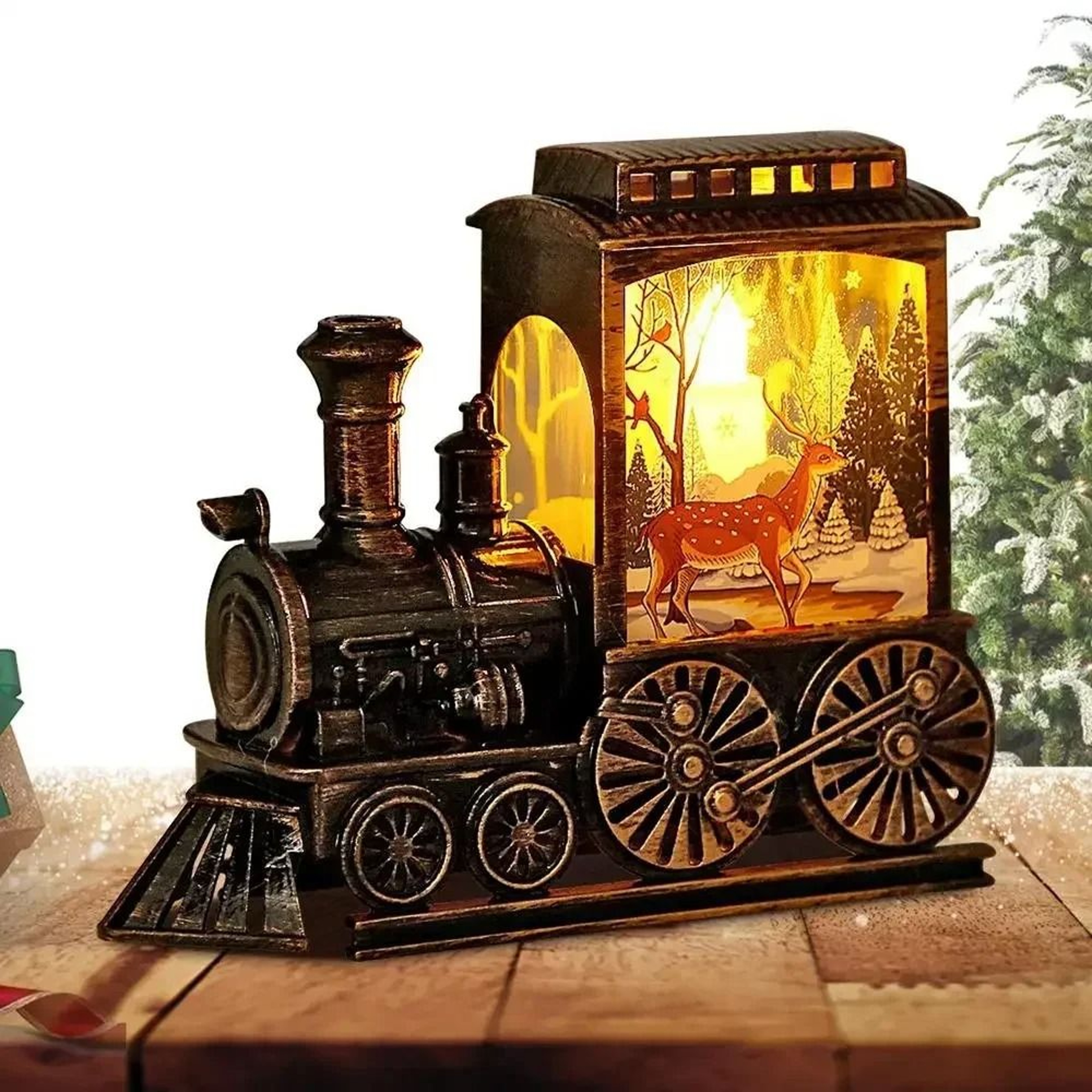 Lighted Christmas Crystal Ball Santa Train Creates Magical Holiday Ambiance Decor 6