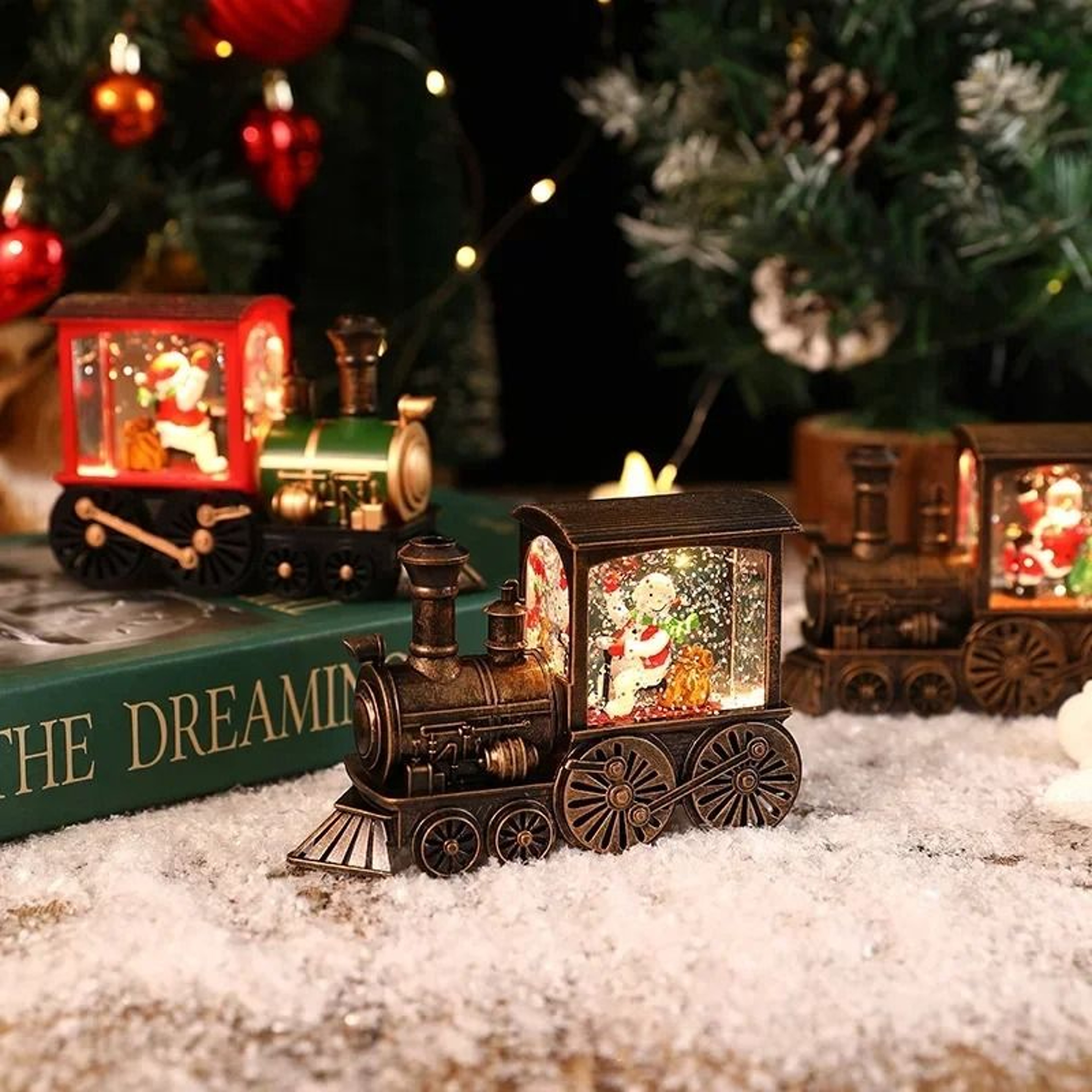 Lighted Christmas Crystal Ball Santa Train Creates Magical Holiday Ambiance Decor 10