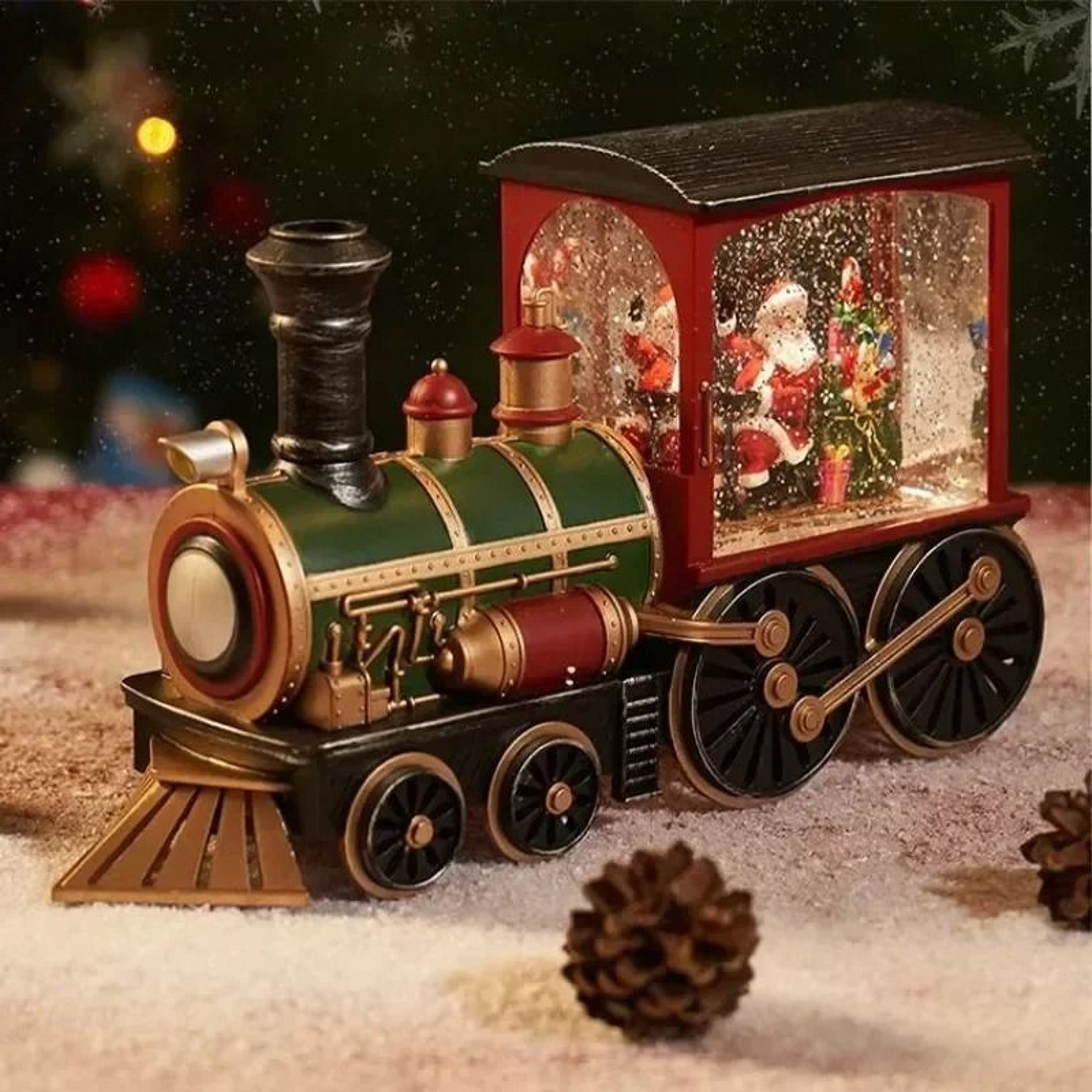 Lighted Christmas Crystal Ball Santa Train Creates Magical Holiday Ambiance Decor 0