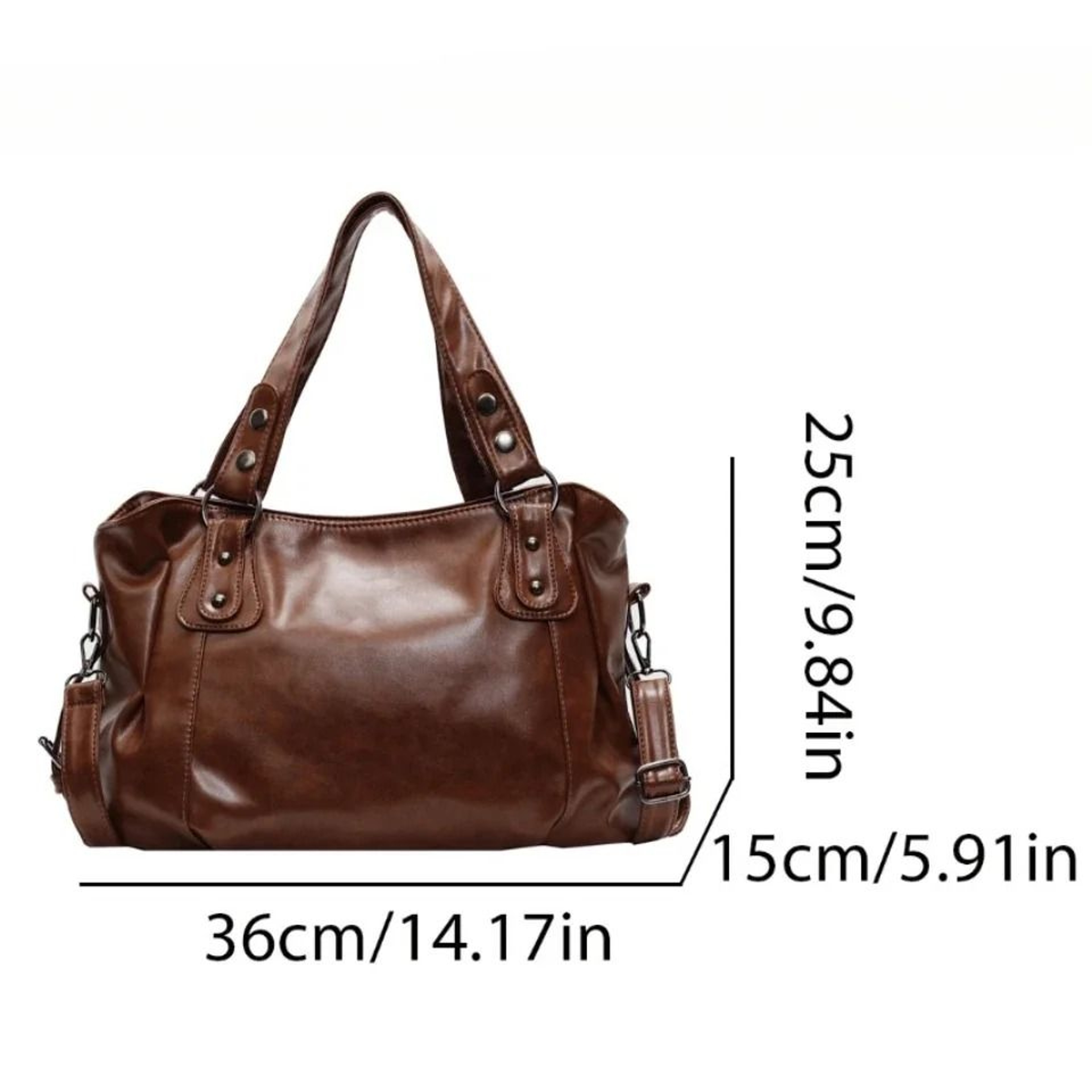 Retro Large Capacity PU Leather Shoulder Tote Keeps Everyday Essentials Organized 5