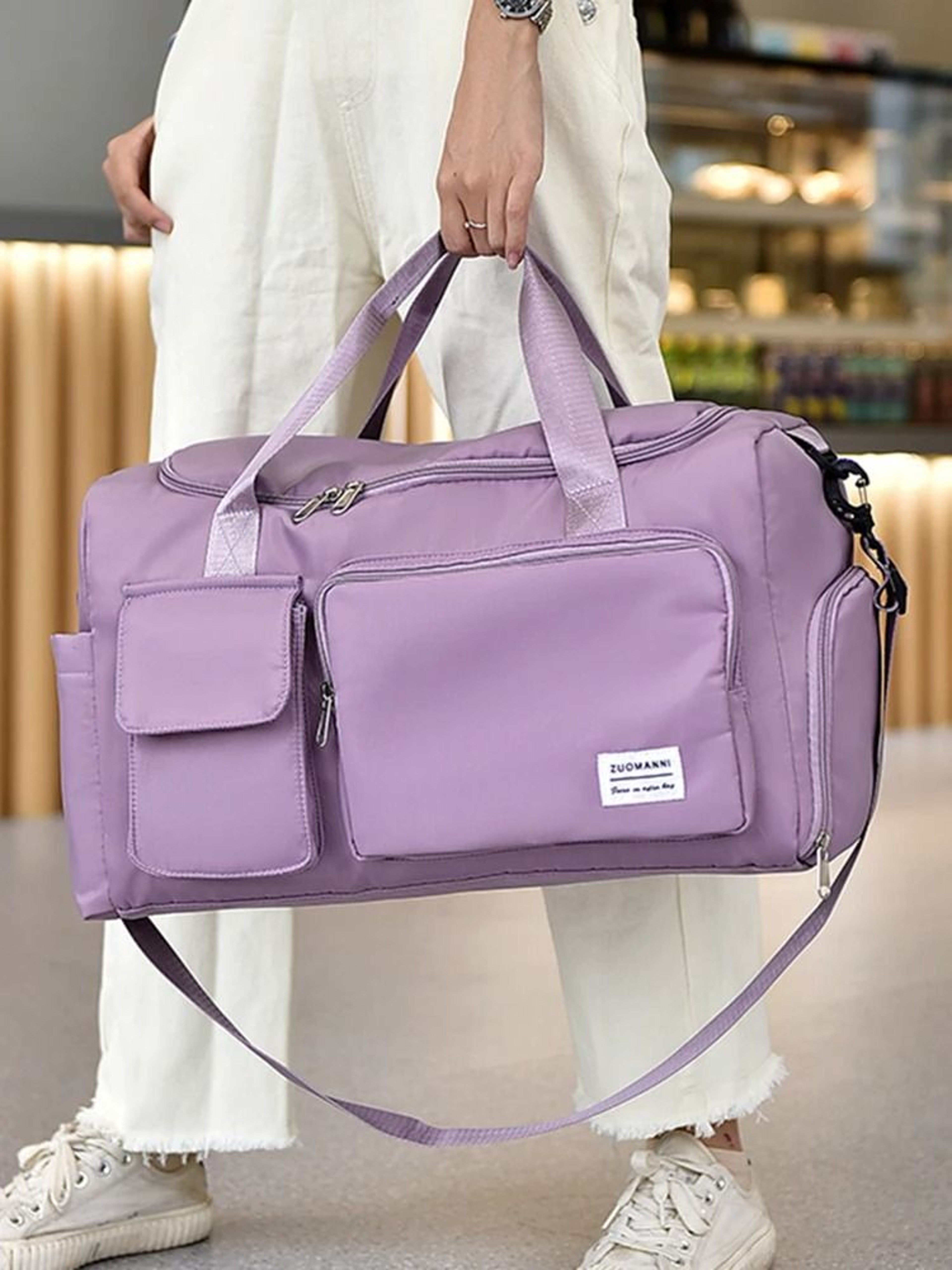 Large Capacity Weekender Duffle Bag With Shoe Compartment Simplifies Travel Packing 0