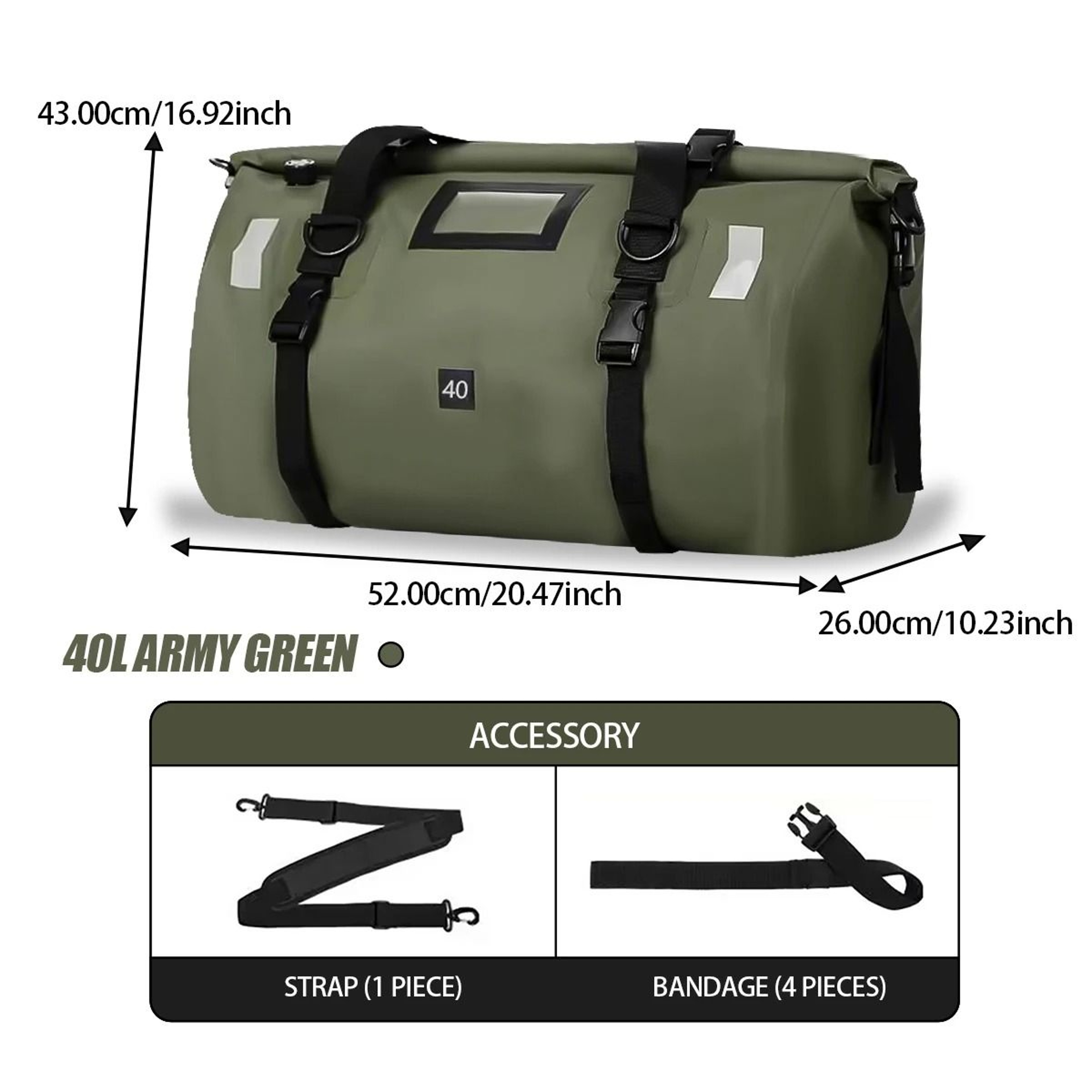 Waterproof Motorcycle Tail Bag With Large Capacity Roll Top Travel Storage 9