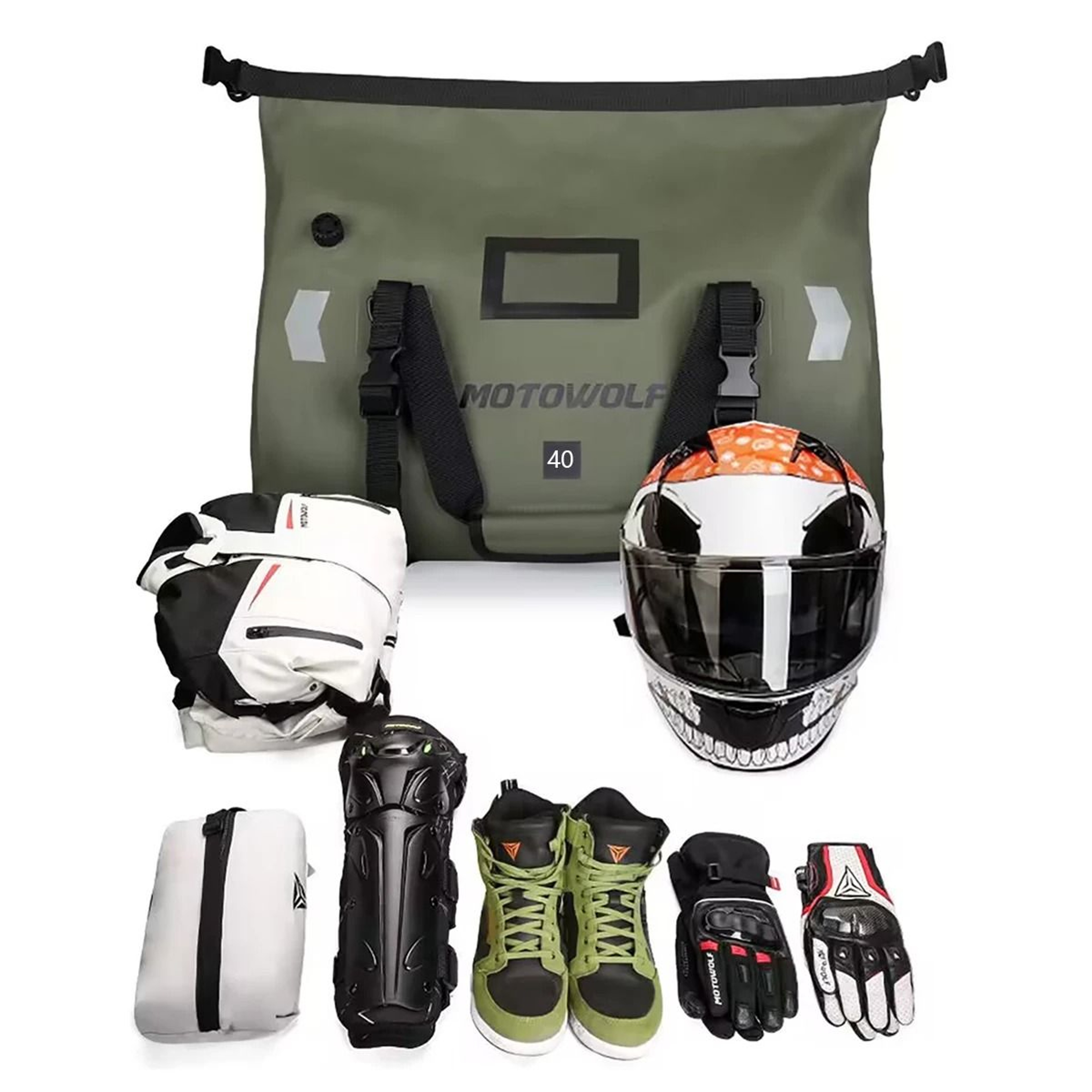 Waterproof Motorcycle Tail Bag With Large Capacity Roll Top Travel Storage 17