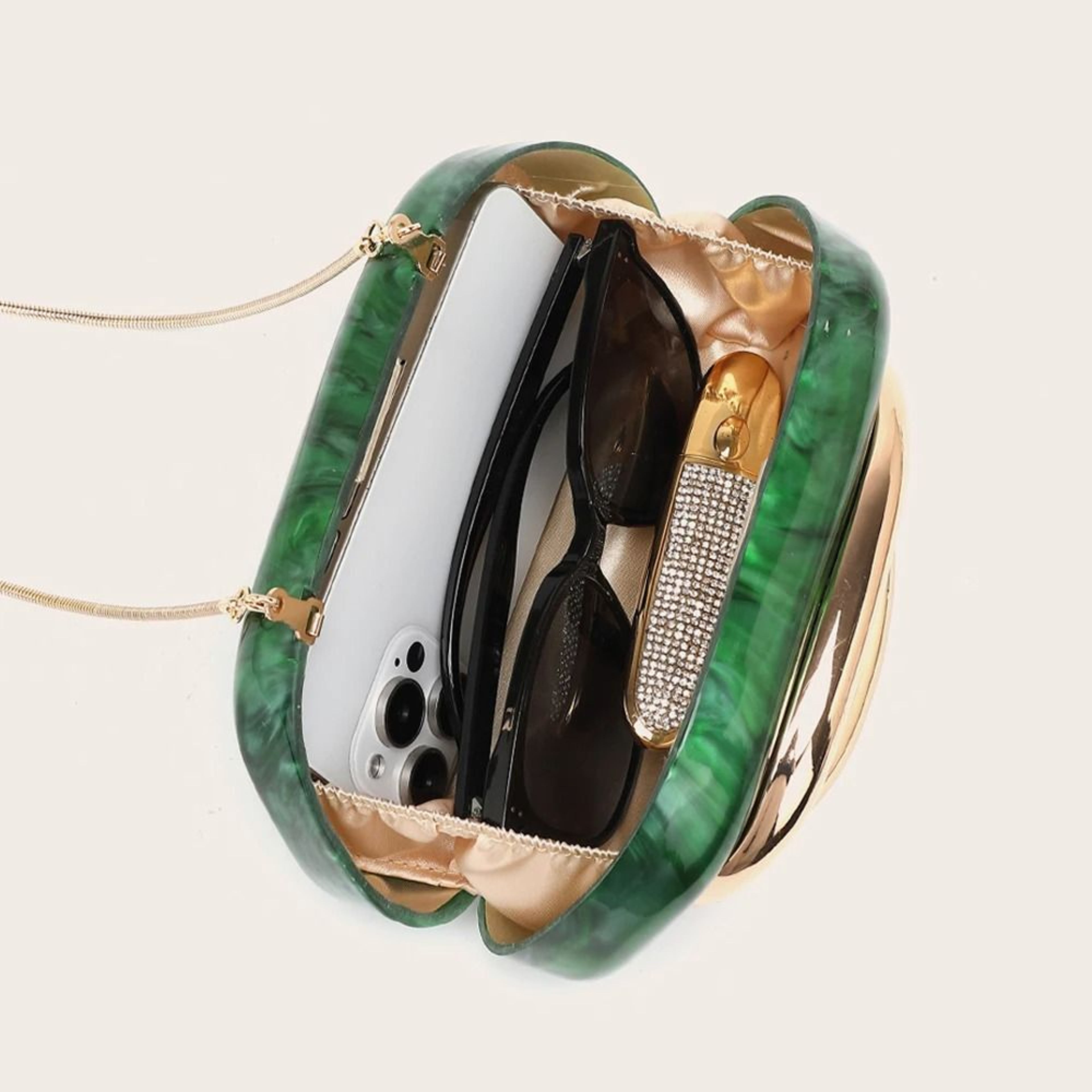 Elegant Gold Metal Evening Clutch Keeps Essentials Close For Special Occasions 12