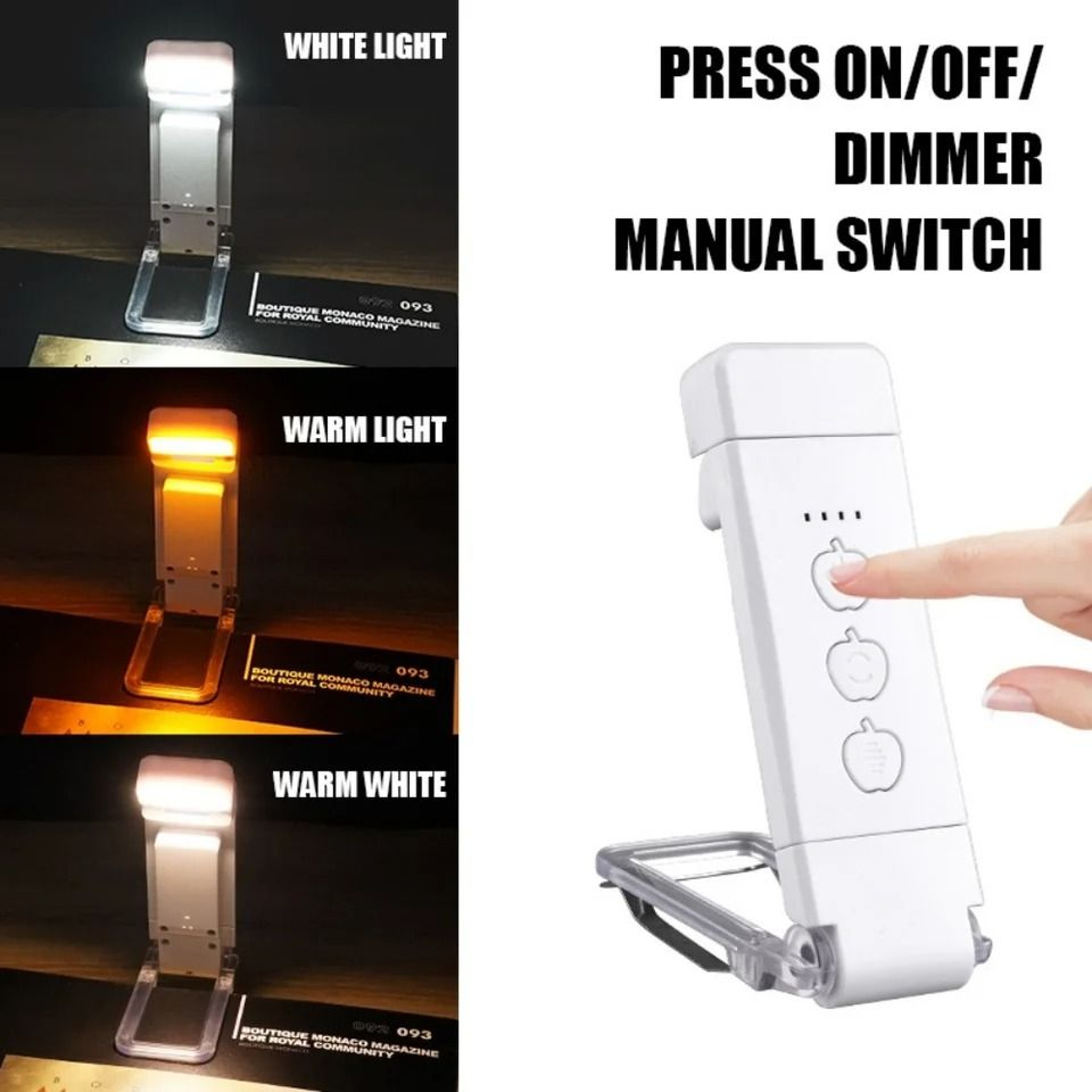 USB Rechargeable Clip On Book Light For Comfortable Night Reading Sessions 0