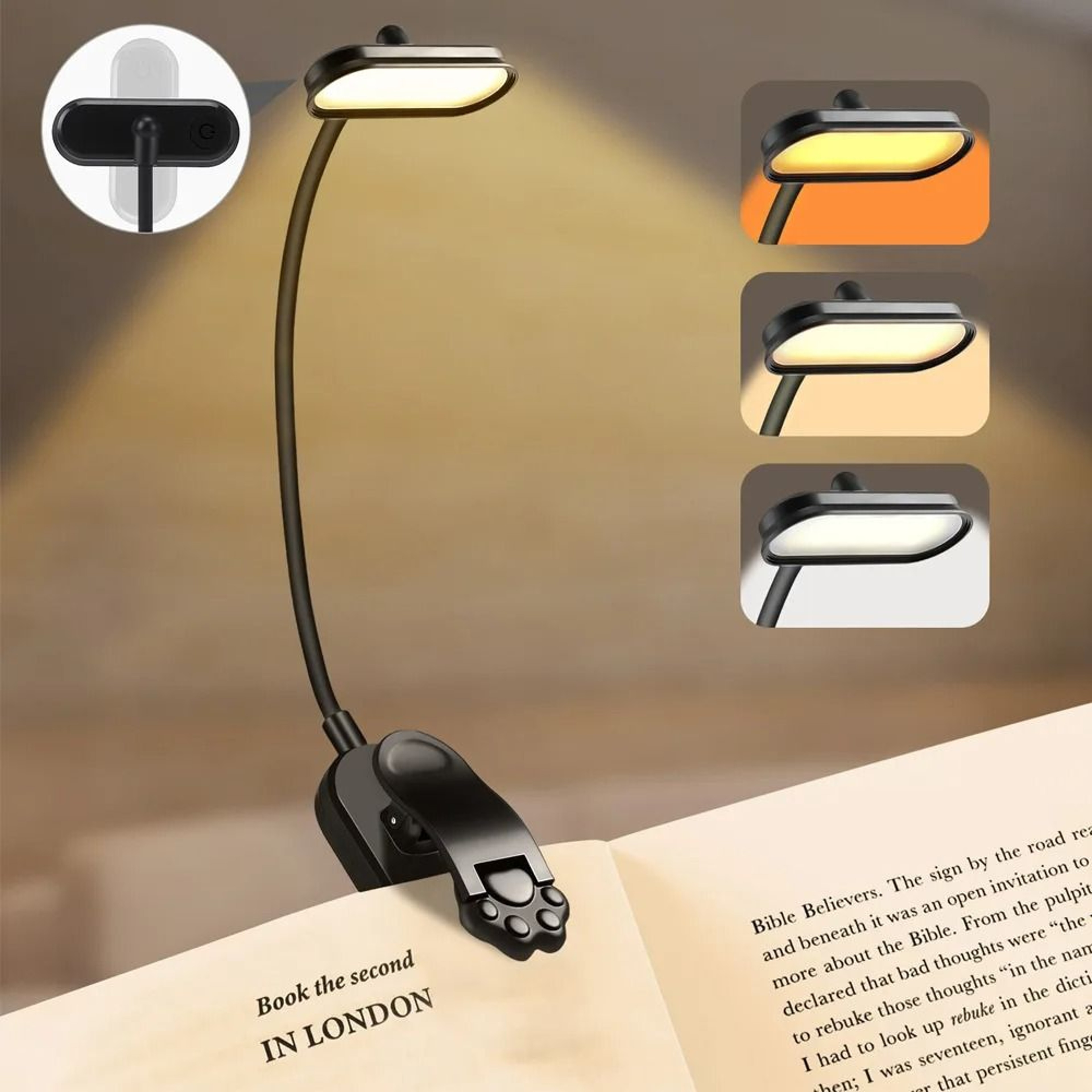 Mini Rechargeable Clip On Book Light For Comfortable Night Reading Anywhere 8