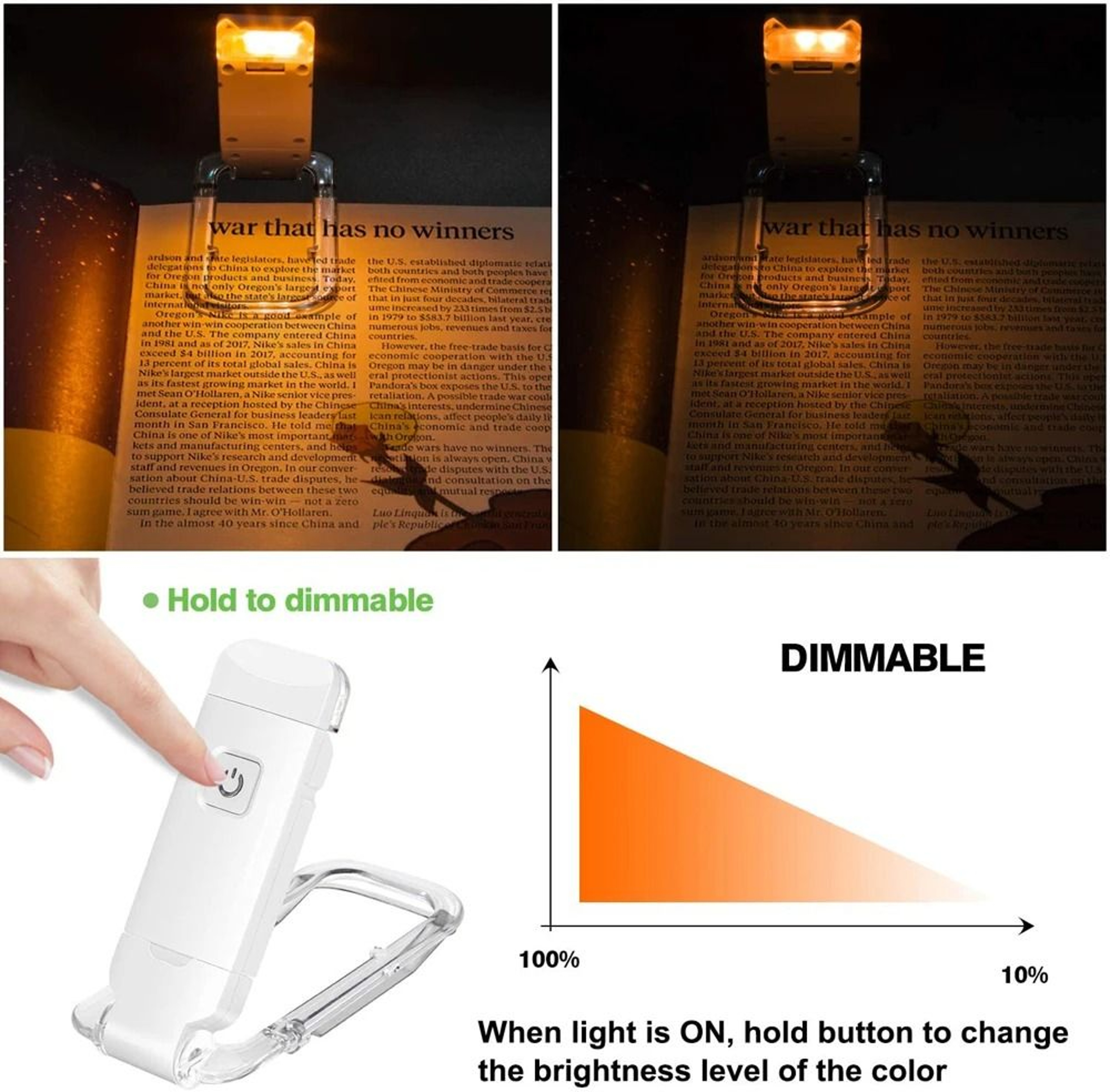 Rechargeable Clip On Book Light With Adjustable Brightness For Kids Reading 7