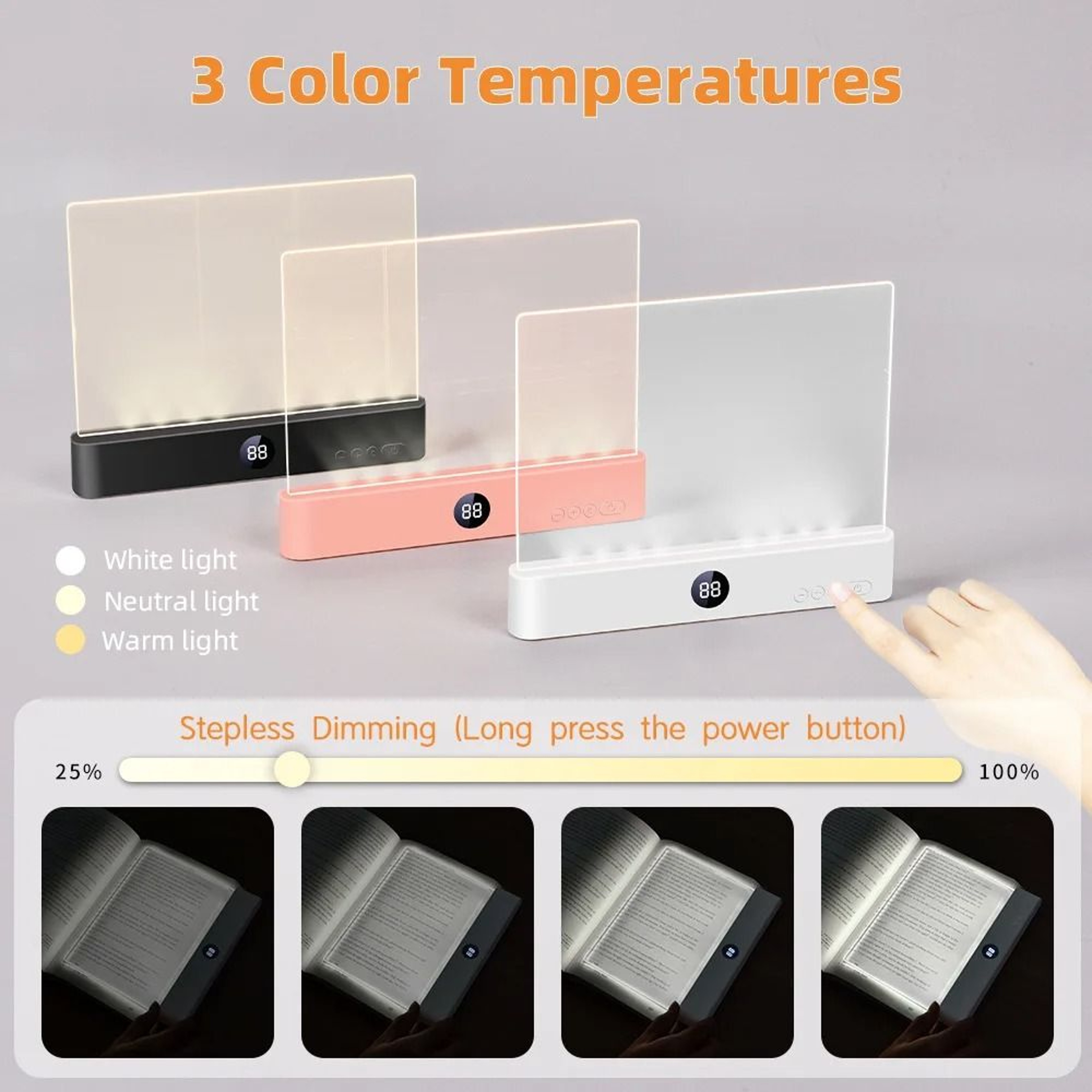 Rechargeable Flat Panel Book Light For Comfortable Bedtime Reading And Study 9