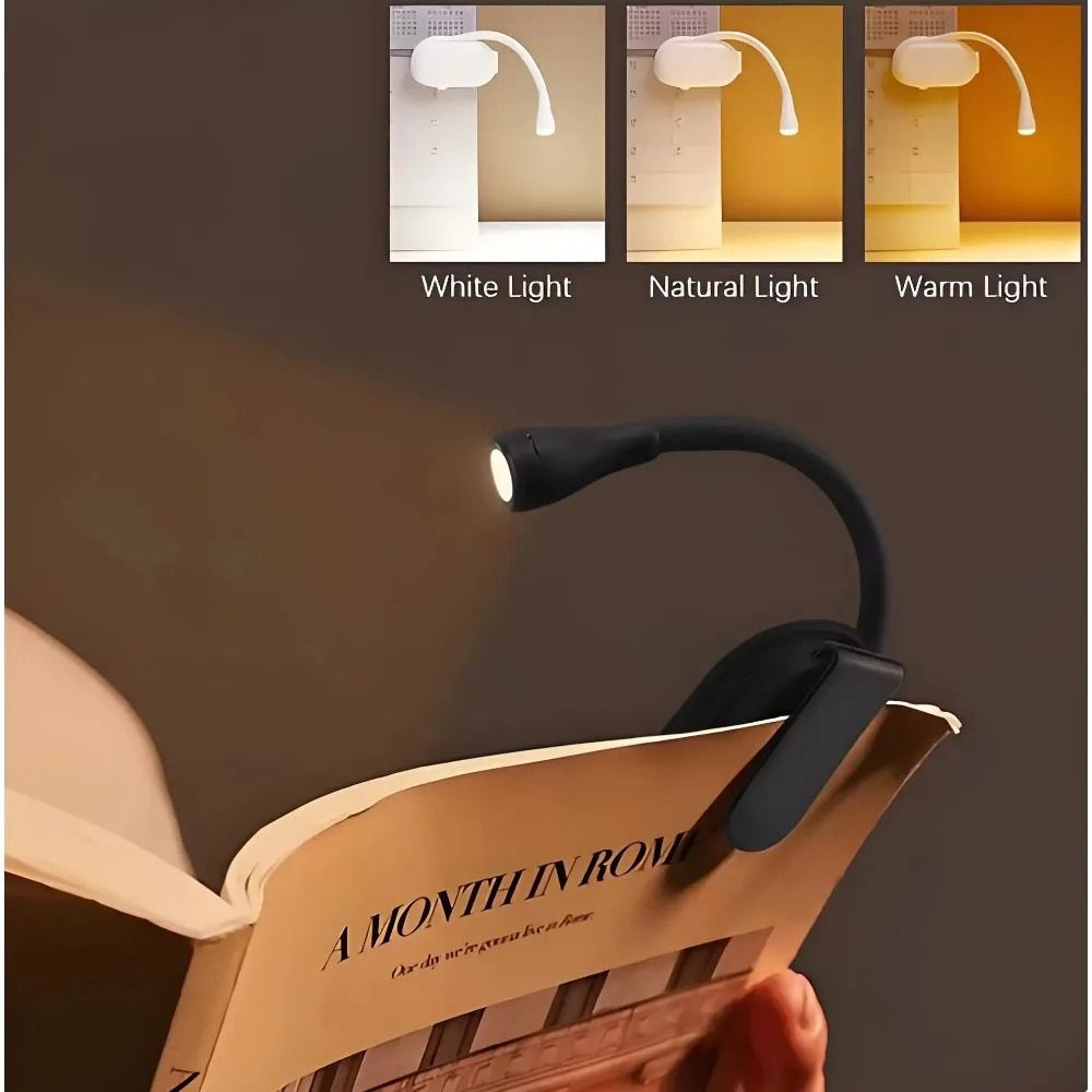 Rechargeable Mini Clip Book Light With Dimmable Adjustable Reading Lamp 0