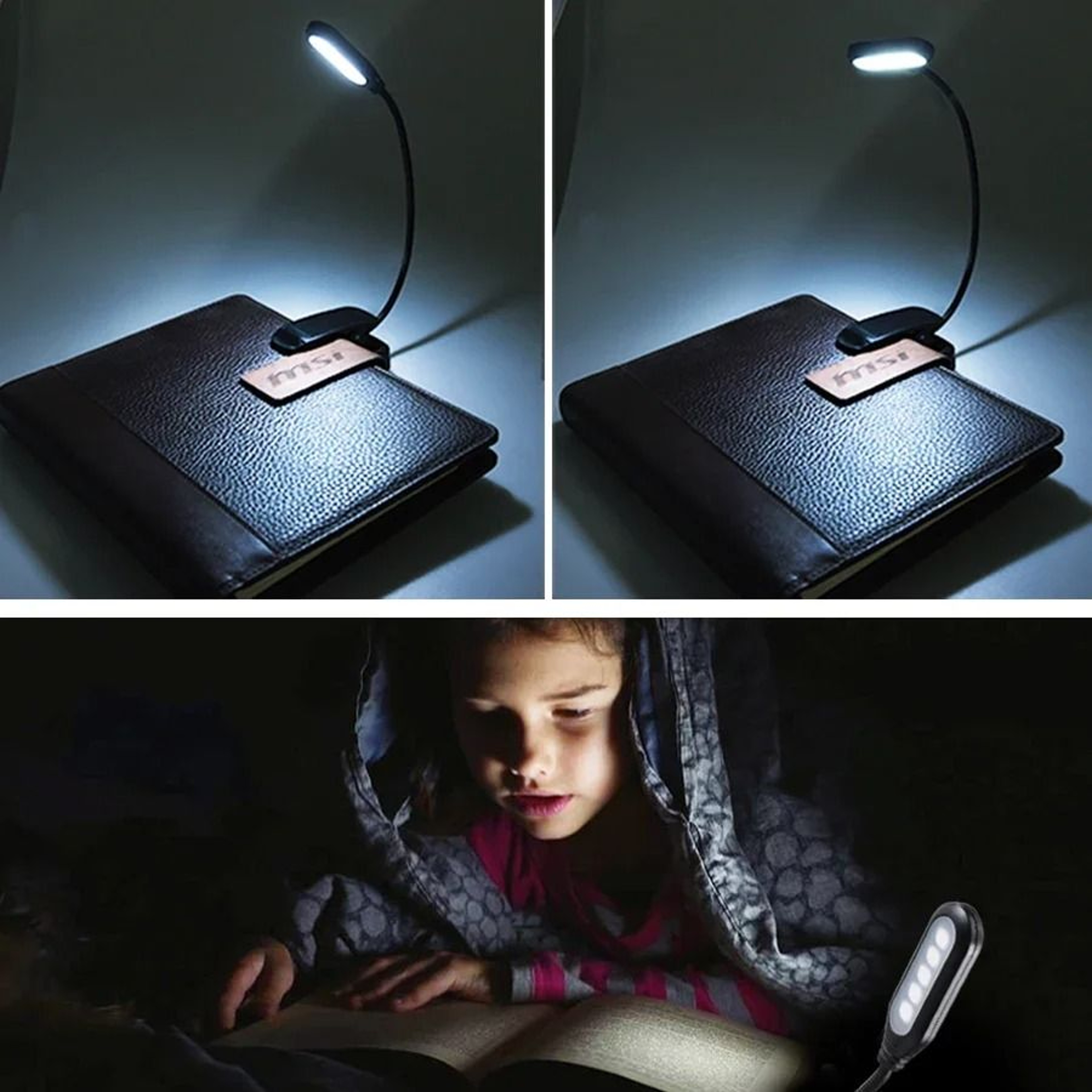 Mini Portable LED Clip Book Light With Flexible Adjustable Reading Lamp 3