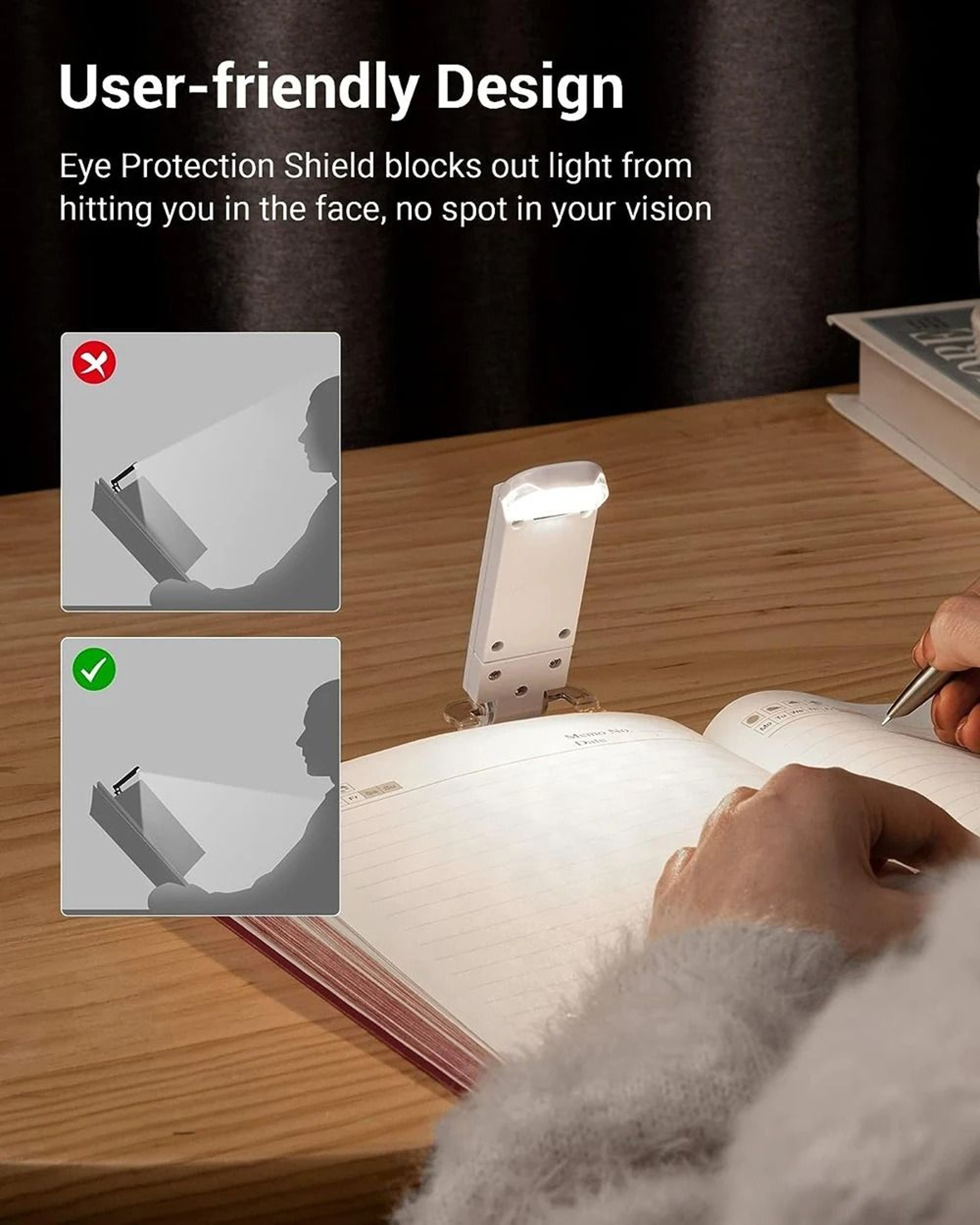 Rechargeable Clip On LED Book Light With Adjustable Brightness Reading Lamp 3