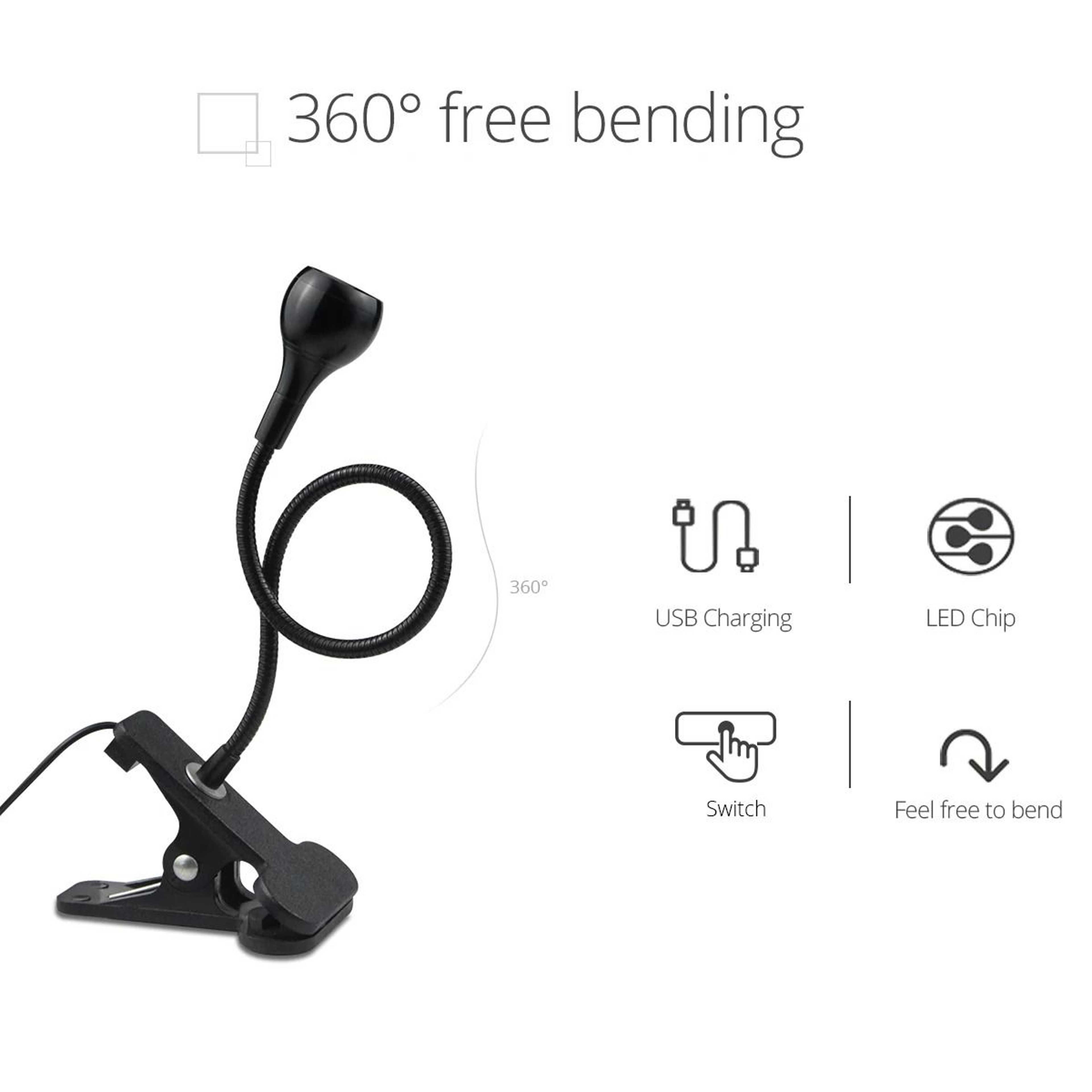 Flexible USB Clip On Reading Lamp For Comfortable Bedside Study Lighting 8