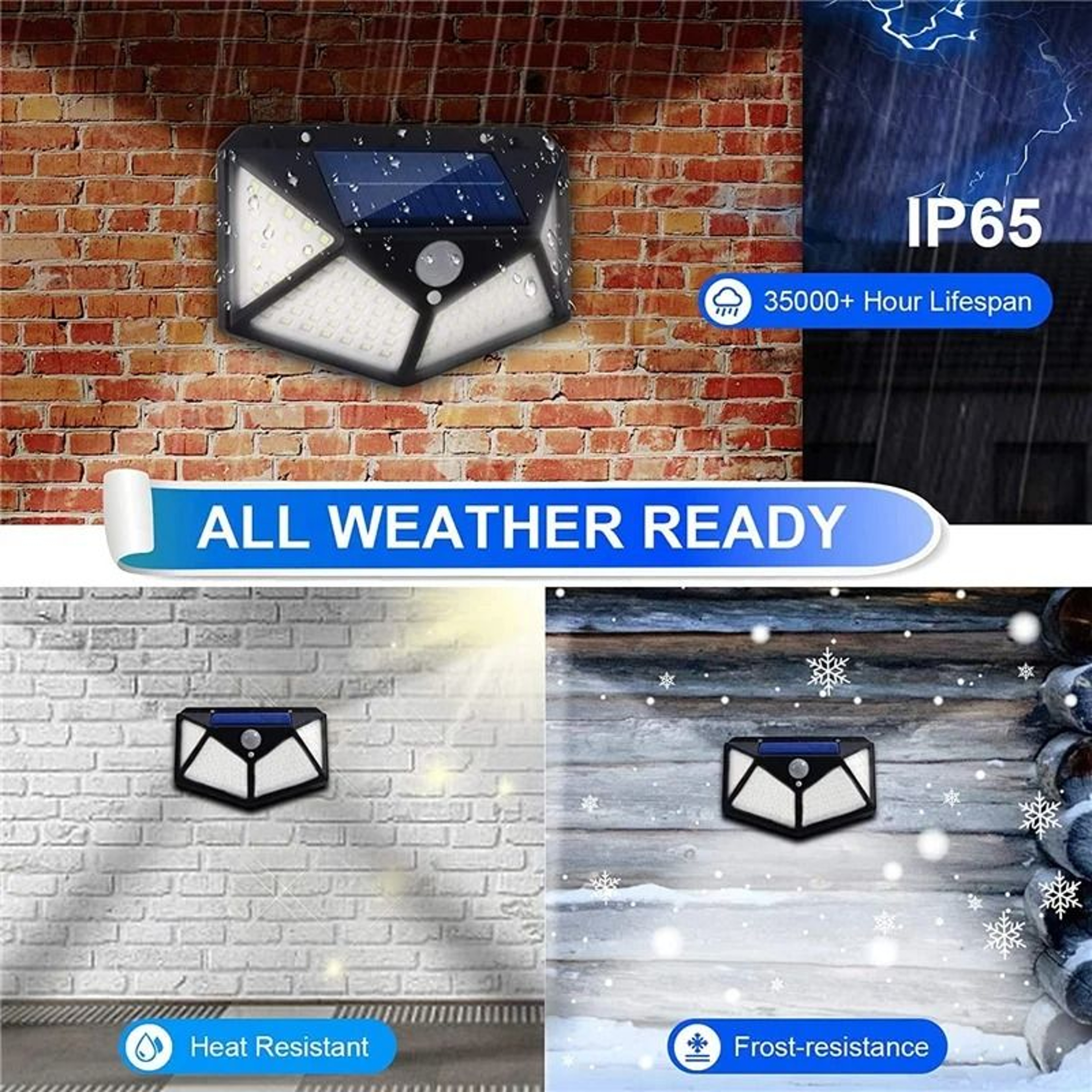 Solar Motion Sensor Wall Lights With 100 LEDs For Outdoor Security 20