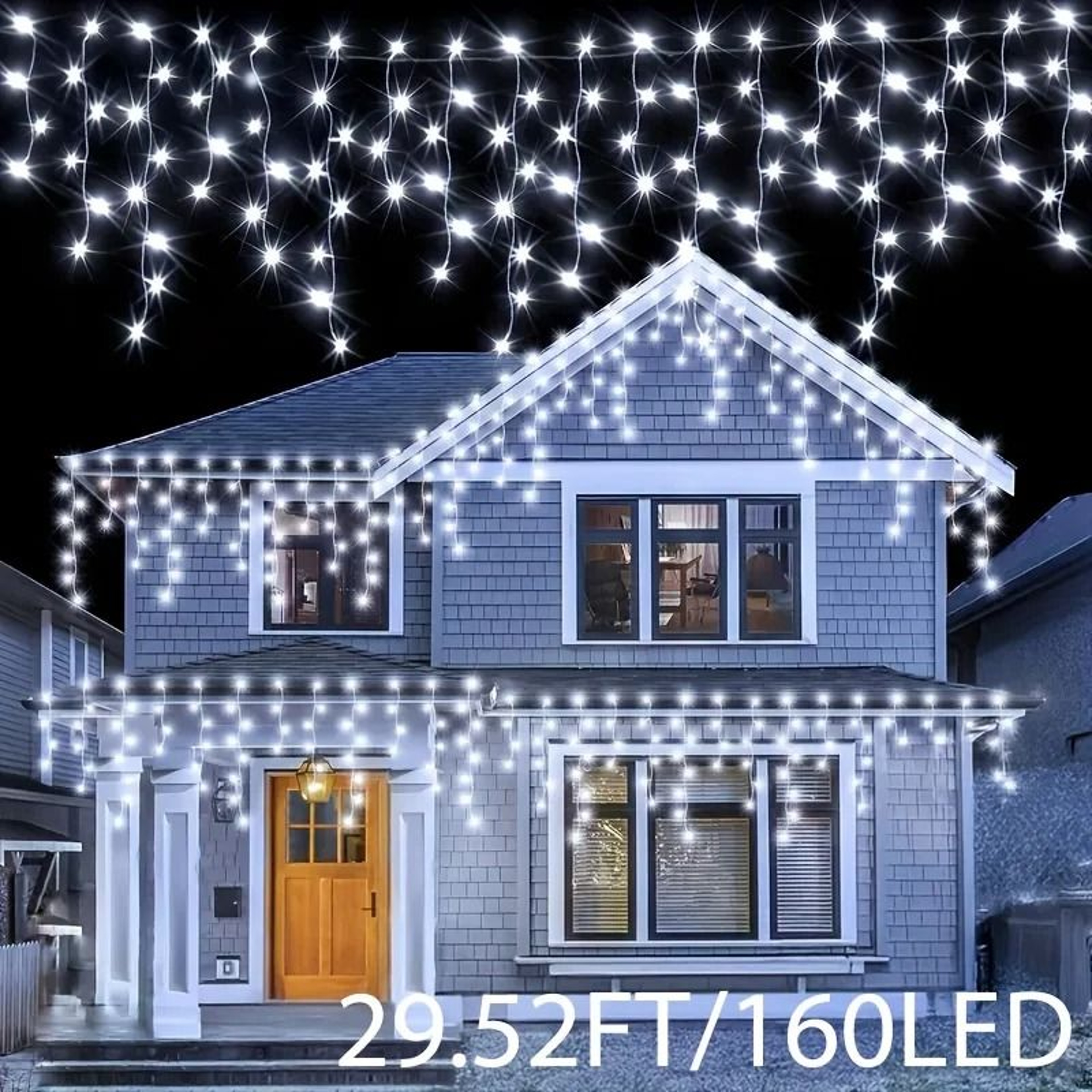 Solar Powered Icicle String Lights For Outdoor Eaves Garden Party Decor 5
