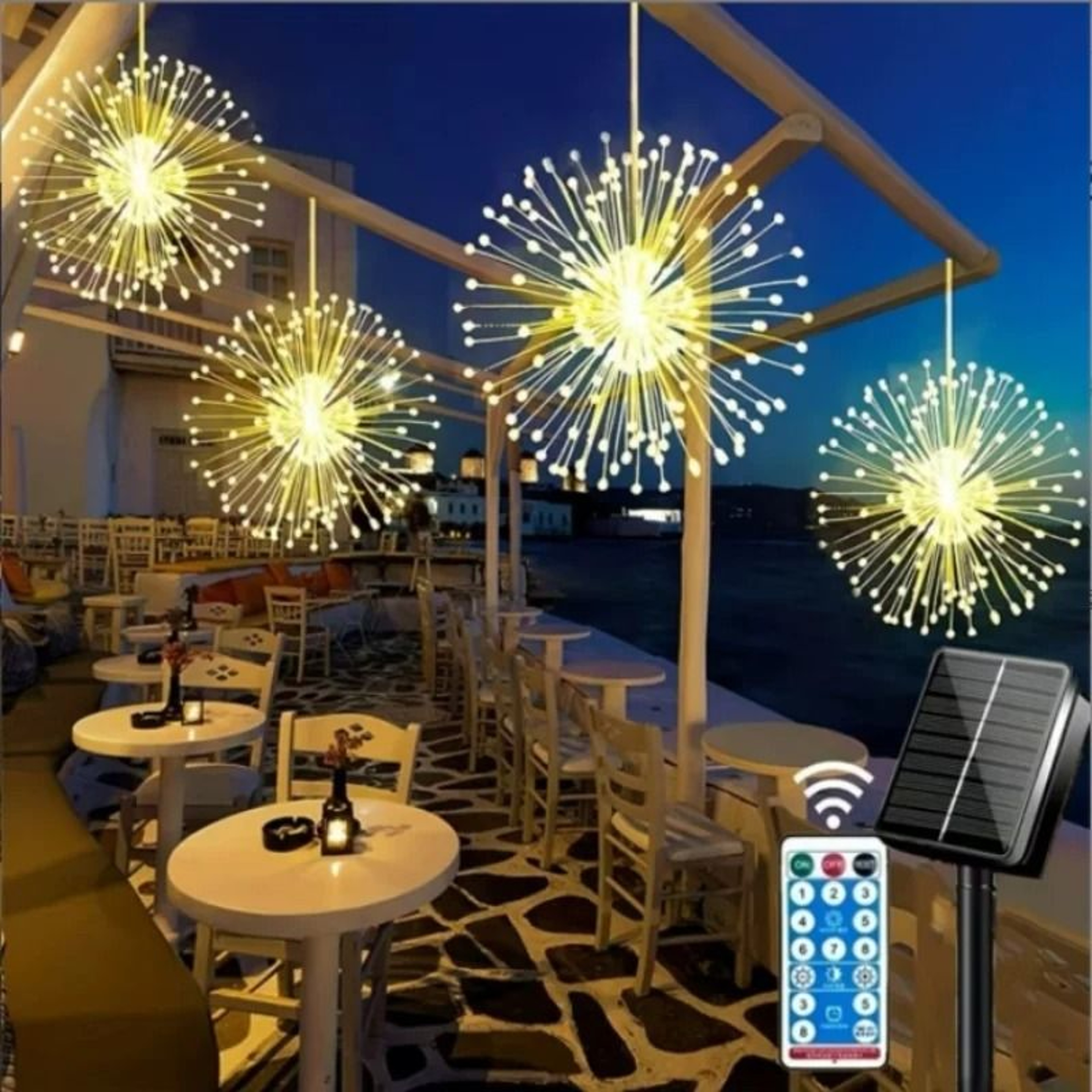Solar Starburst Ball Lights With Remote Control Eight Modes Outdoor Decor 3