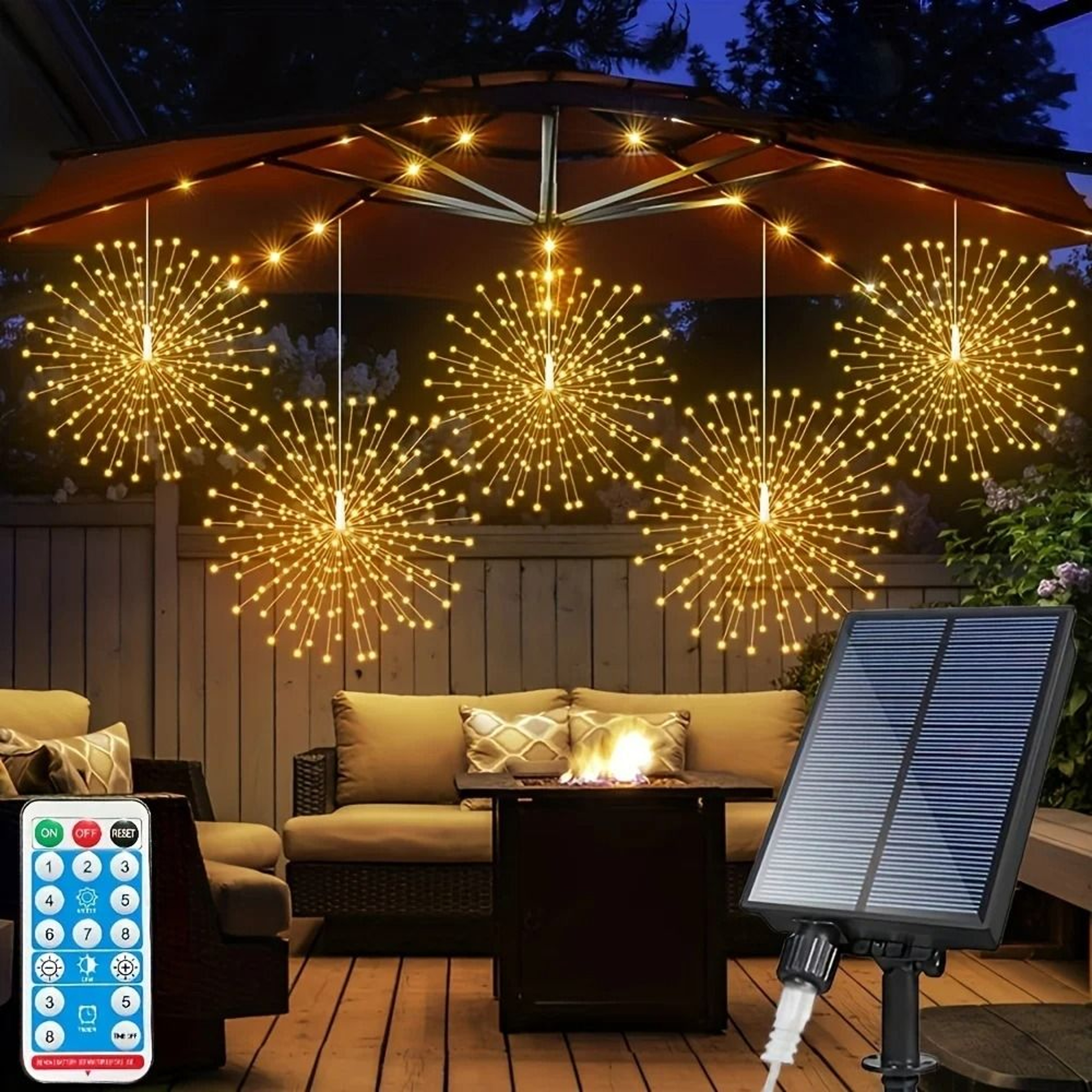 Solar Starburst Ball Lights With Remote Control Eight Modes Outdoor Decor 4