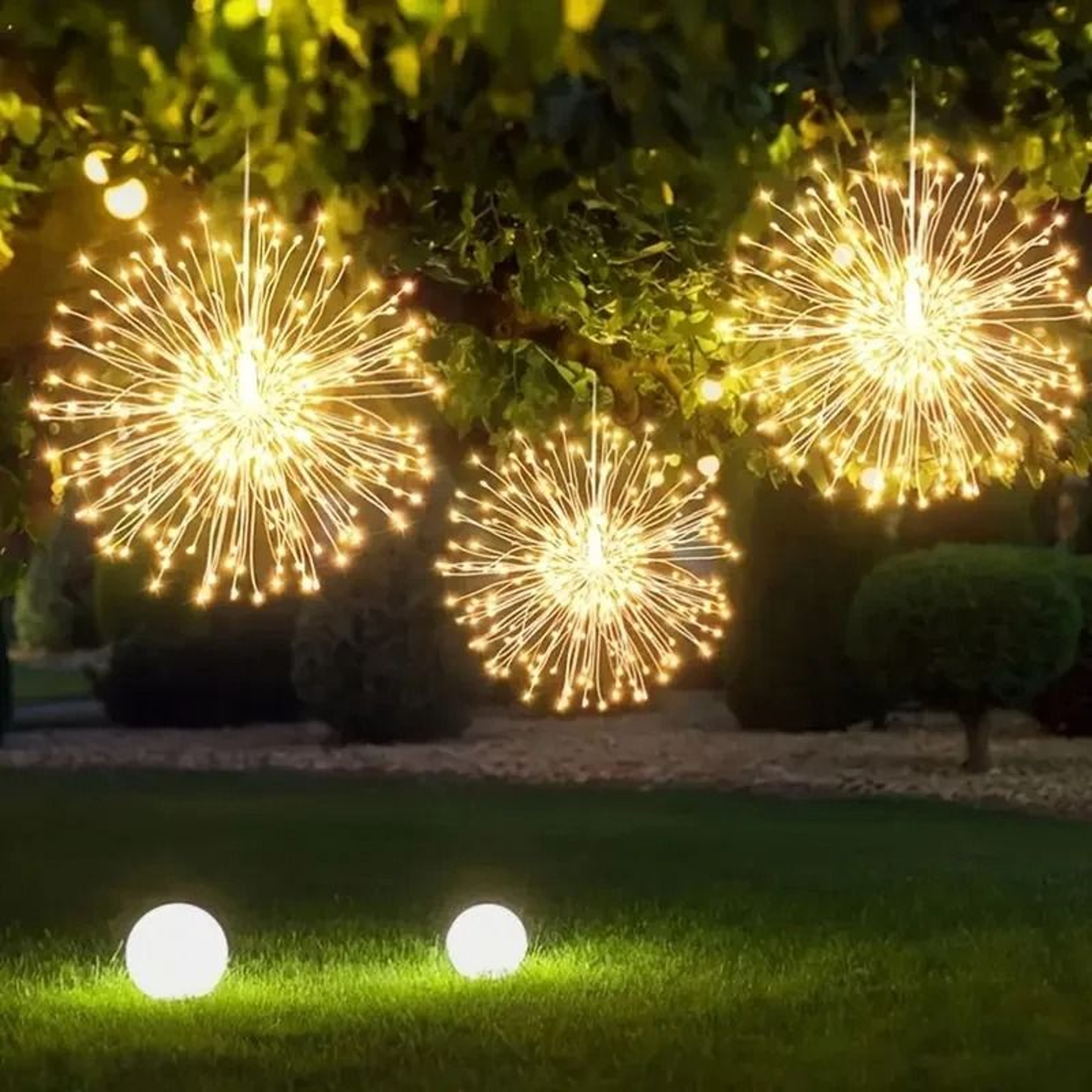 Solar Starburst Ball Lights With Remote Control Eight Modes Outdoor Decor 2
