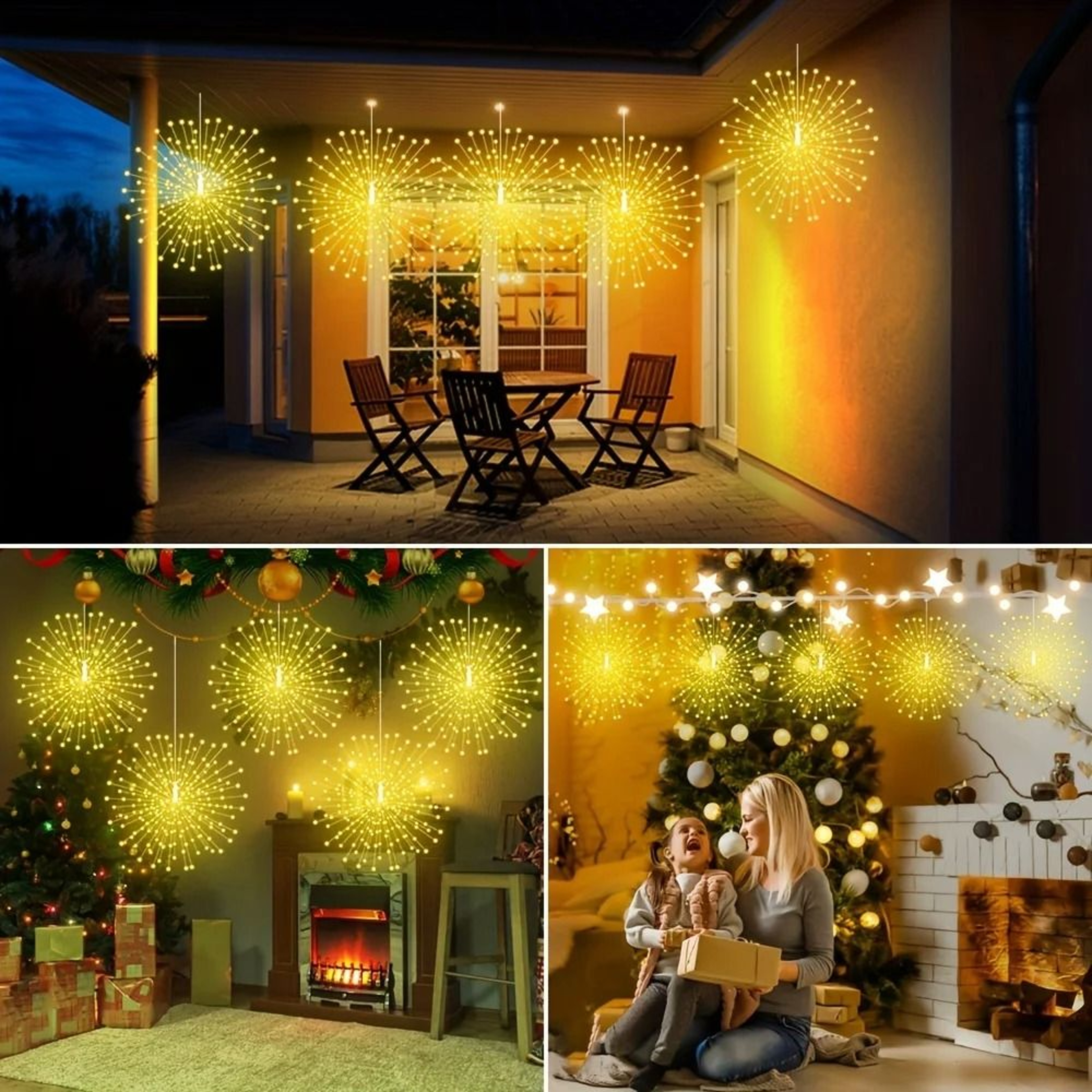 Solar Starburst Ball Lights With Remote Control Eight Modes Outdoor Decor 6