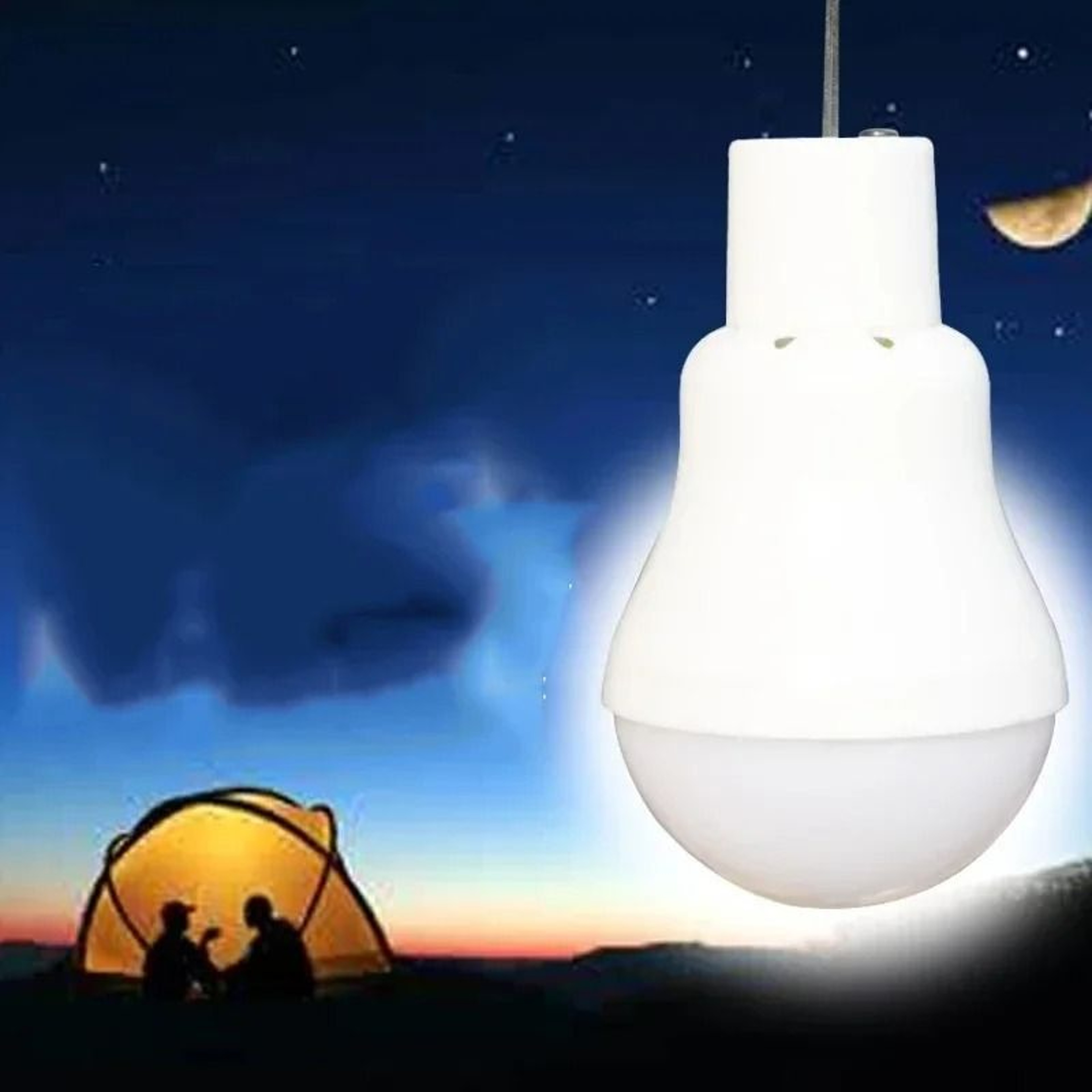 Solar Hanging LED Bulb Light With Hook For Camping Garden Courtyards 4