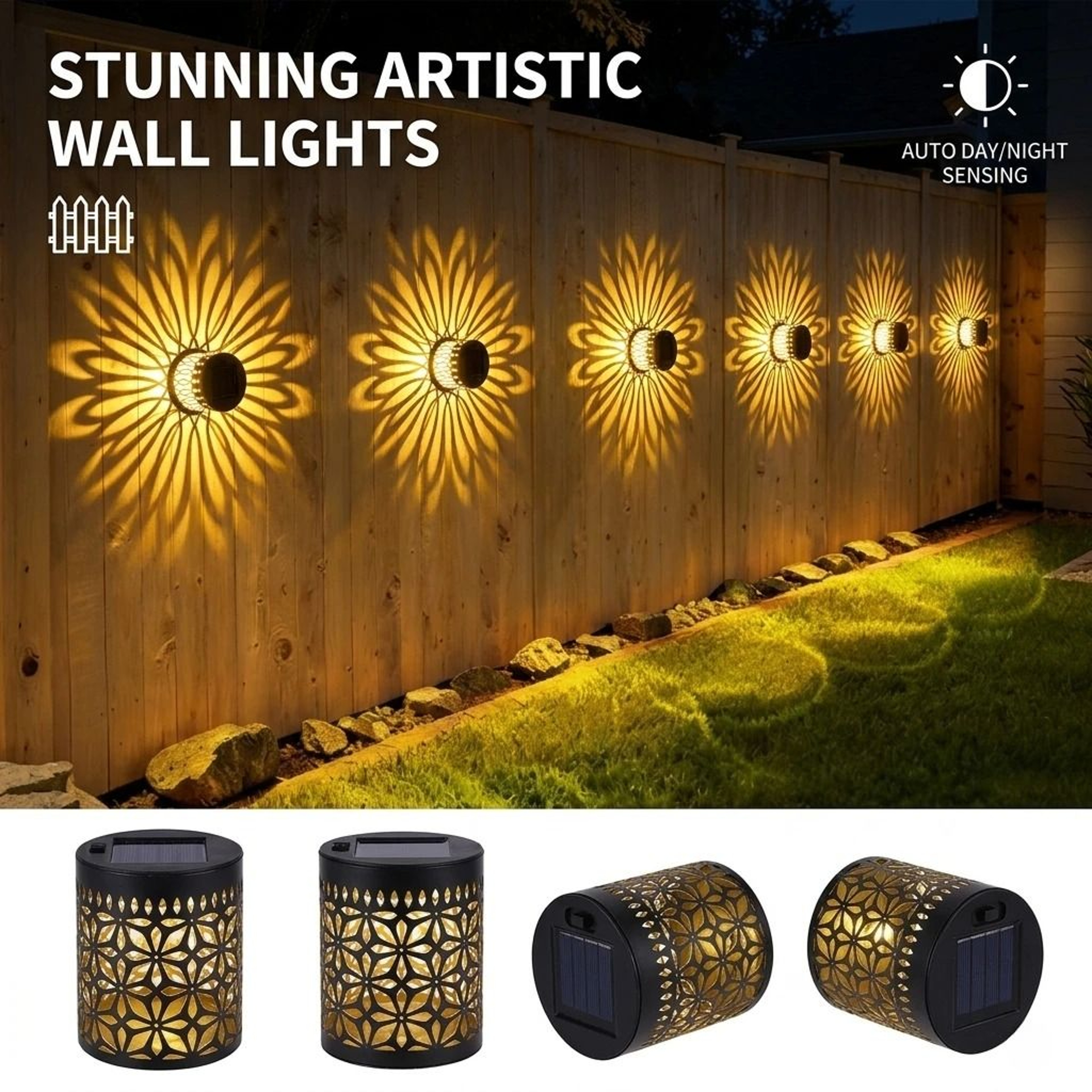 Solar Outdoor Wall Light Projects Elegant Patterns Across Gardens And Patios 17