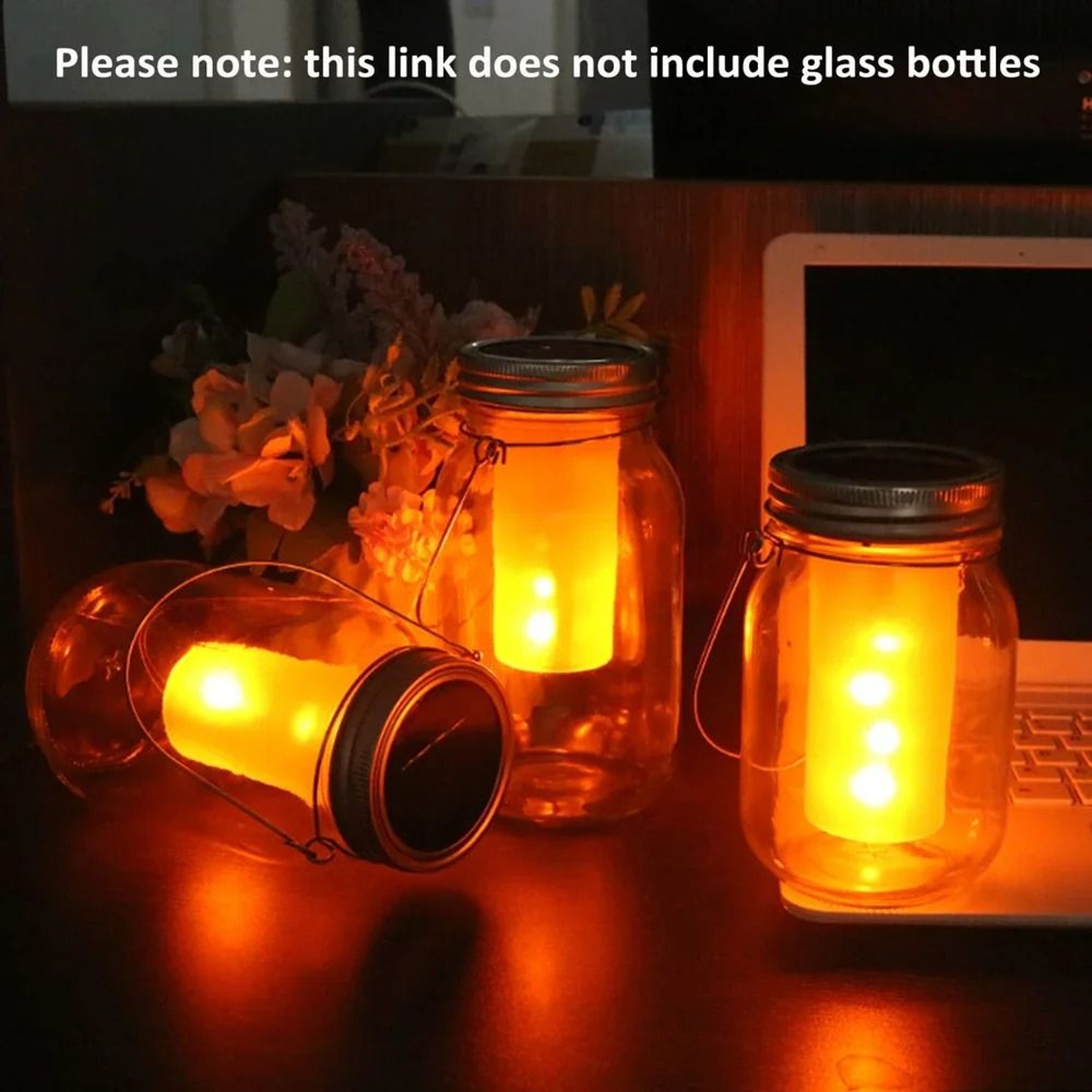 Solar Mason Jar Flame Lantern Adds Warm Glow To Gardens Patios 3