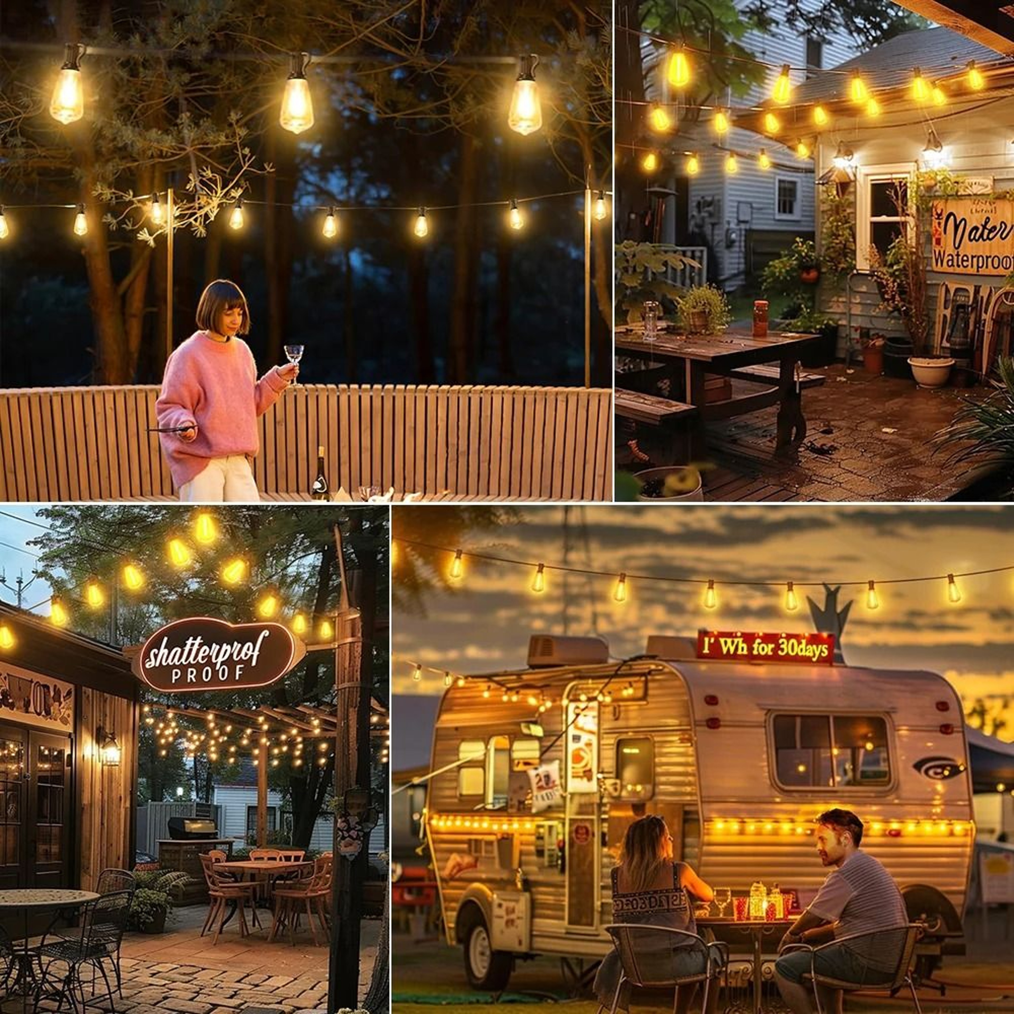 Solar ST38 Bistro String Lights Create Dimmable Shatterproof Outdoor Ambience Anywhere 9