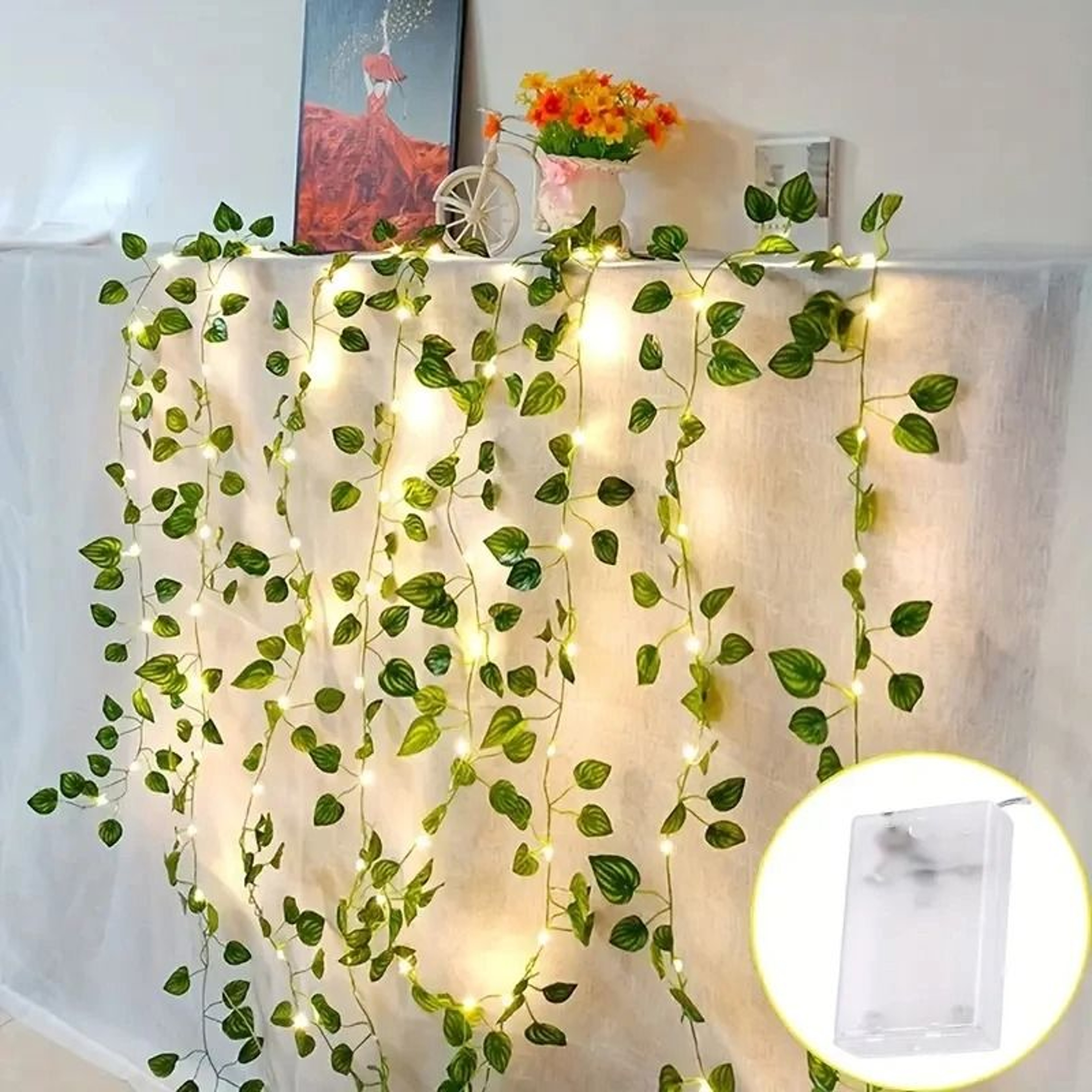 Green Leaf LED String Lights Create Warm Wedding Holiday Garden Ambience 2