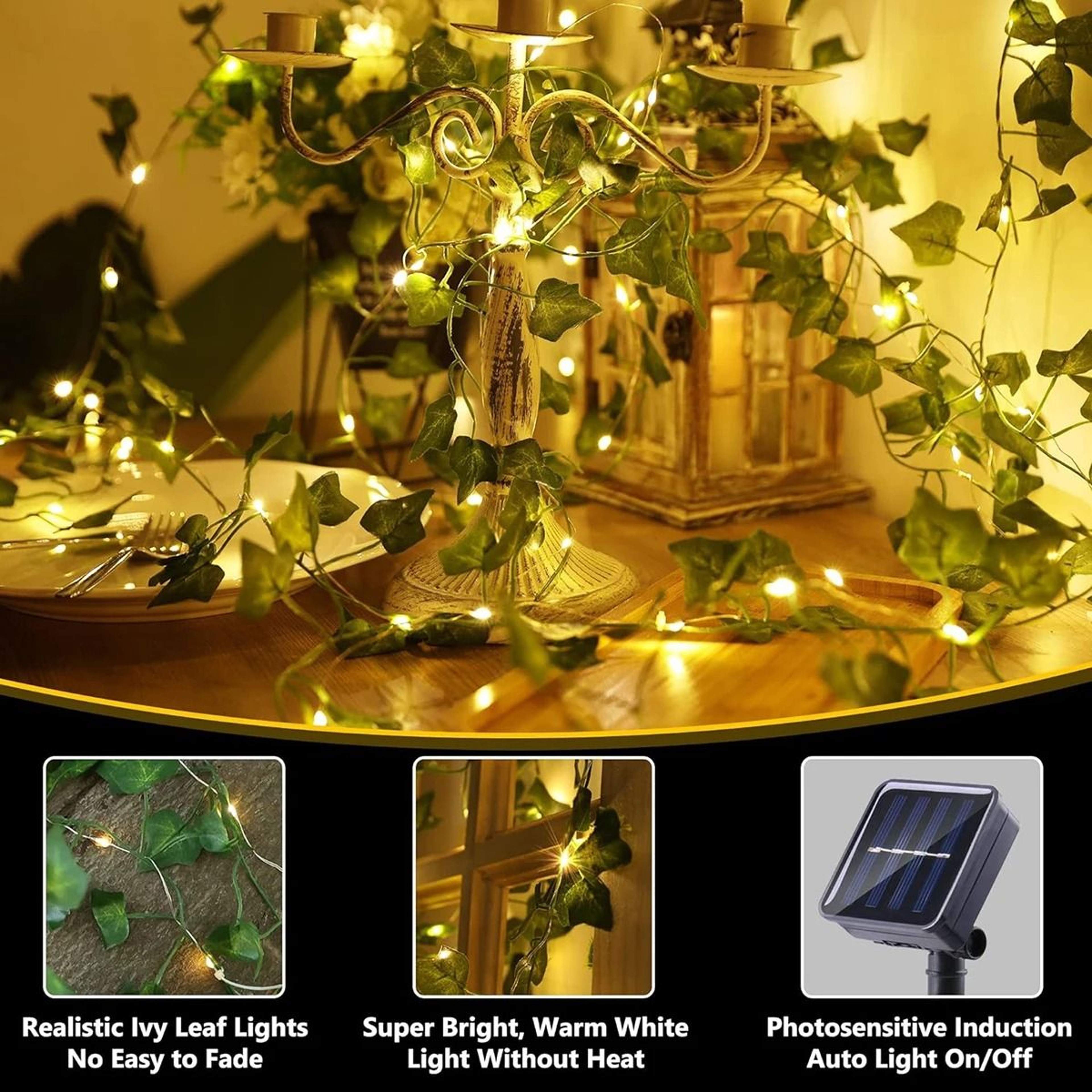 Green Leaf LED String Lights Create Warm Wedding Holiday Garden Ambience 10