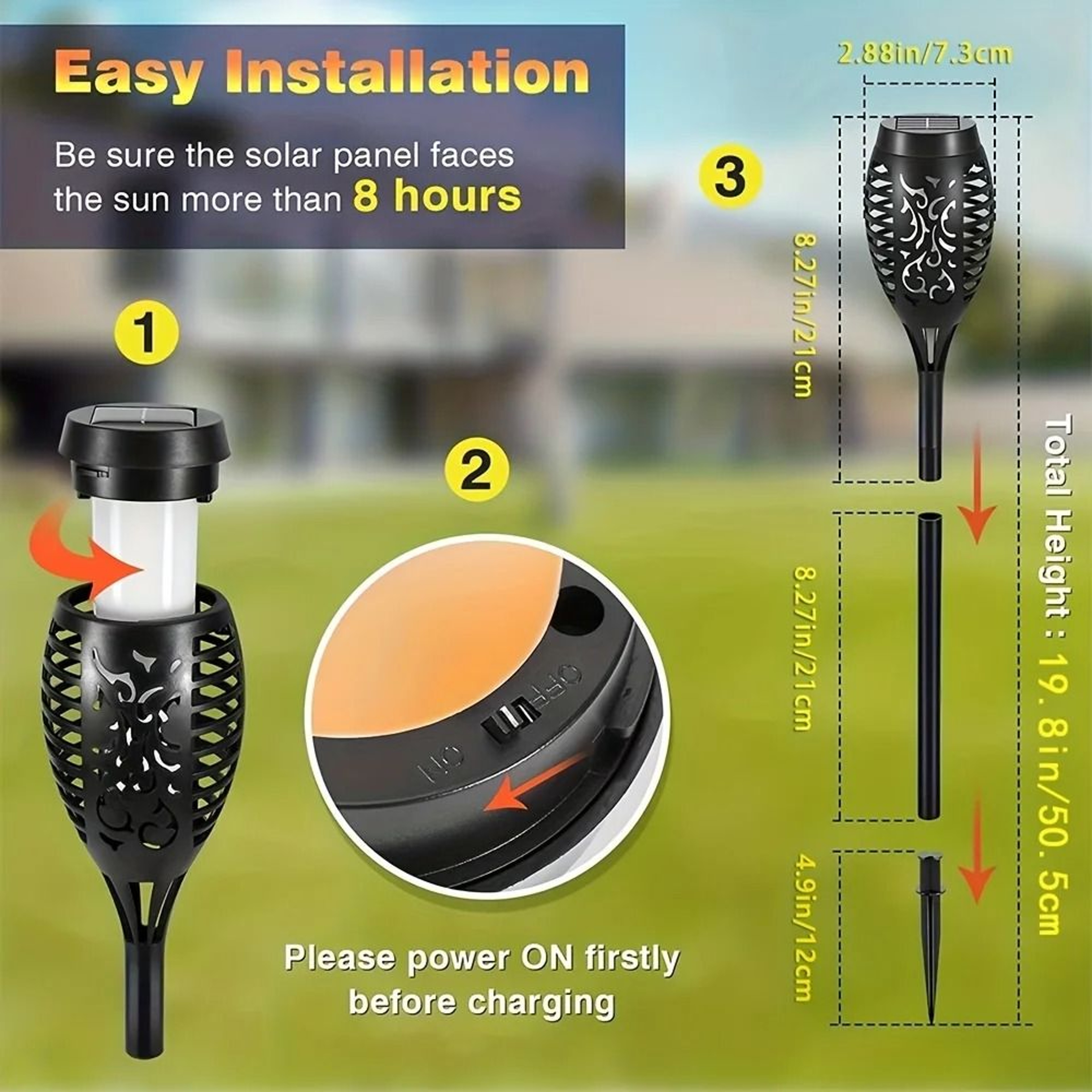 Solar Flame Torch Lights Create Warm Flickering Glow For Outdoor Gardens 5