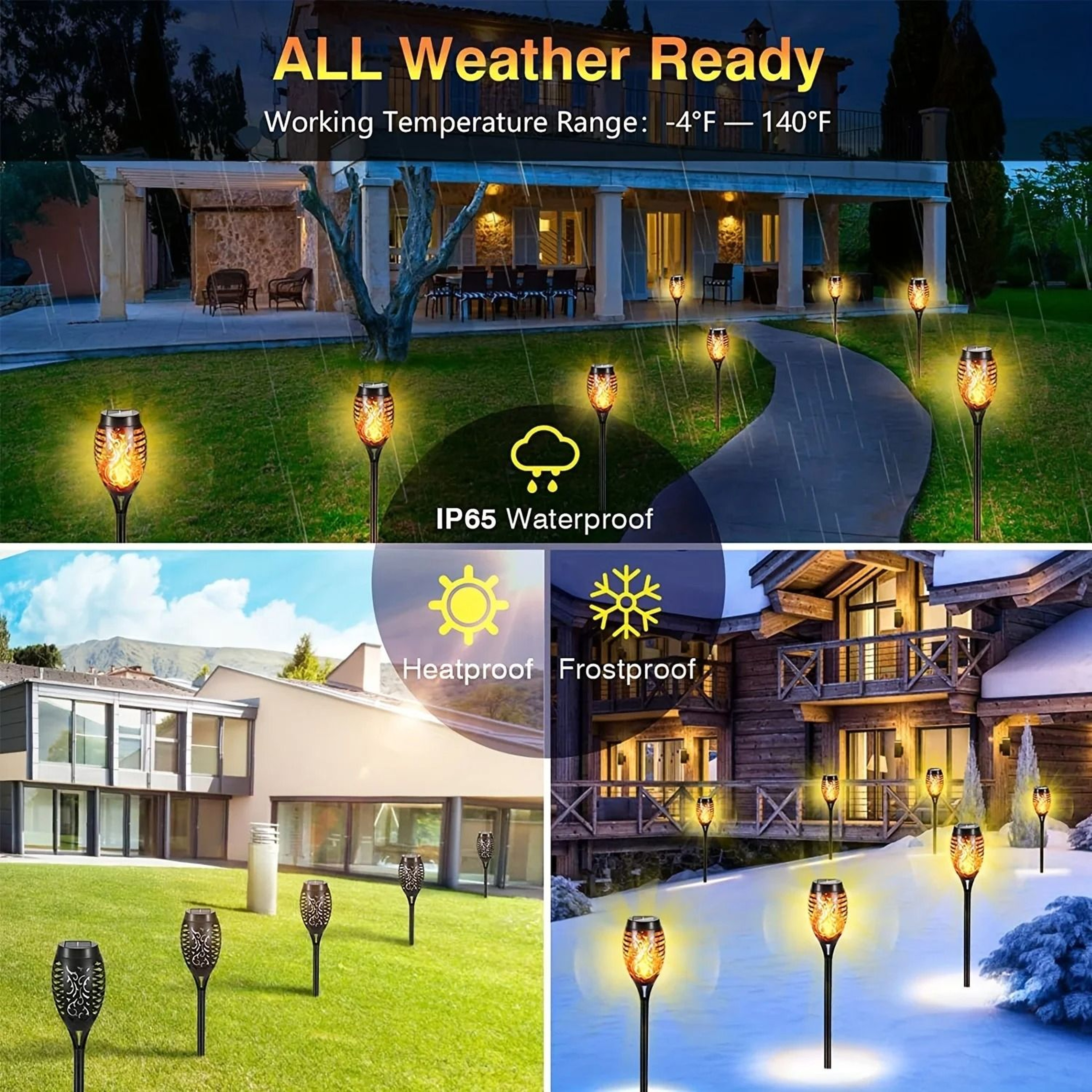 Solar Flame Torch Lights Create Warm Flickering Glow For Outdoor Gardens 6
