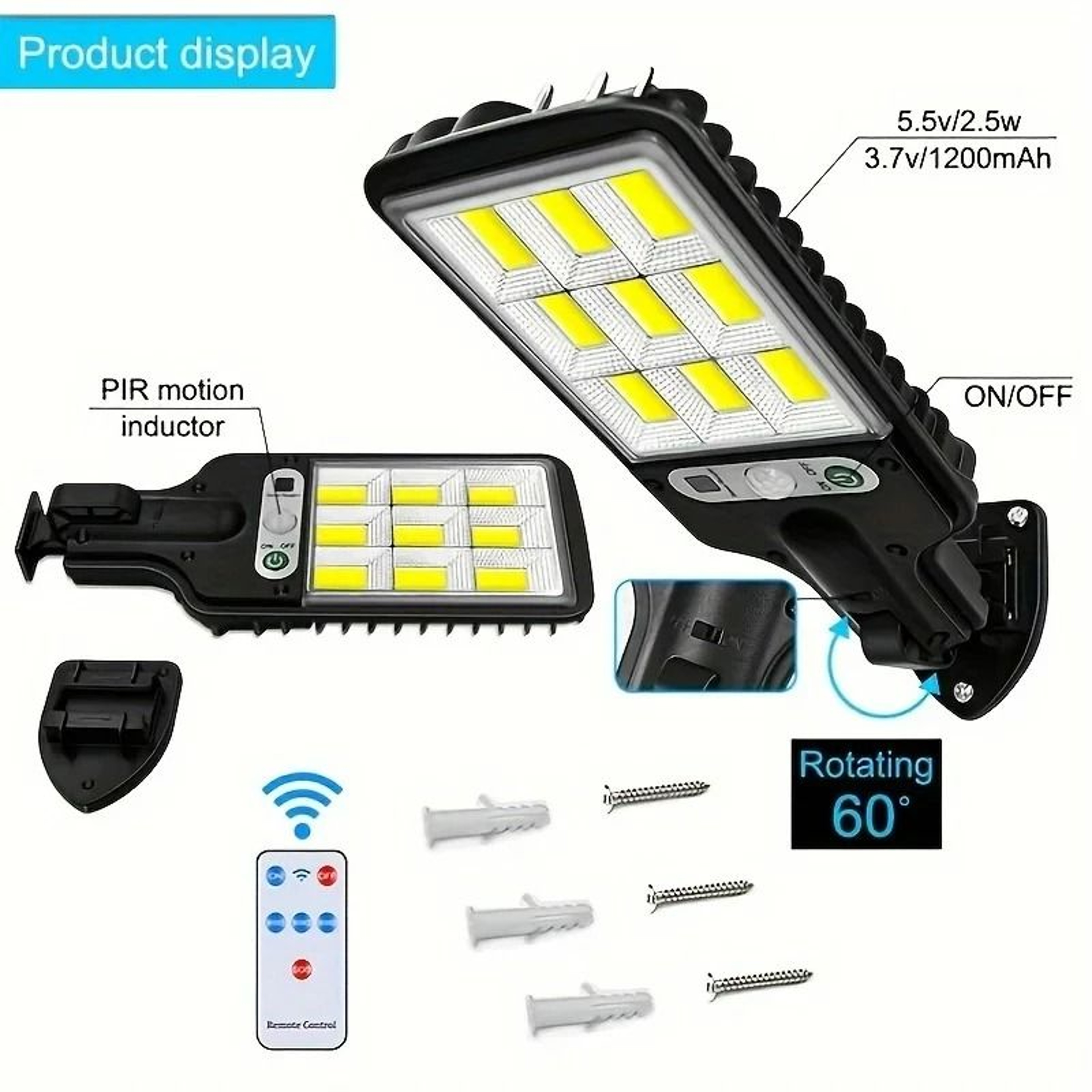 Solar Motion Sensor Street Light Delivers Wide Security Illumination Outdoors Automatically 2