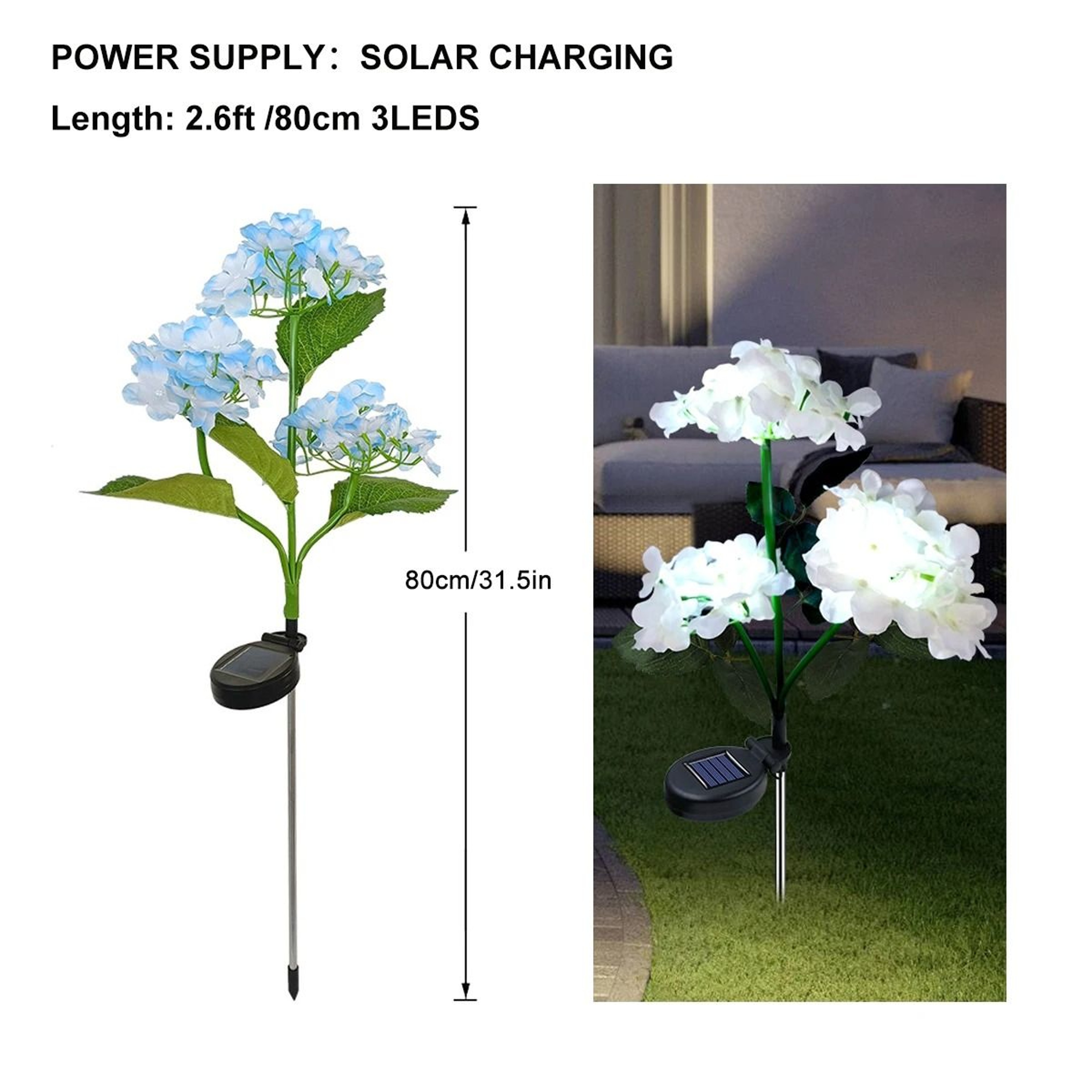 Solar Hydrangea Flower Lights For Charming Garden Lawn Pathway Decor Ambiance 5