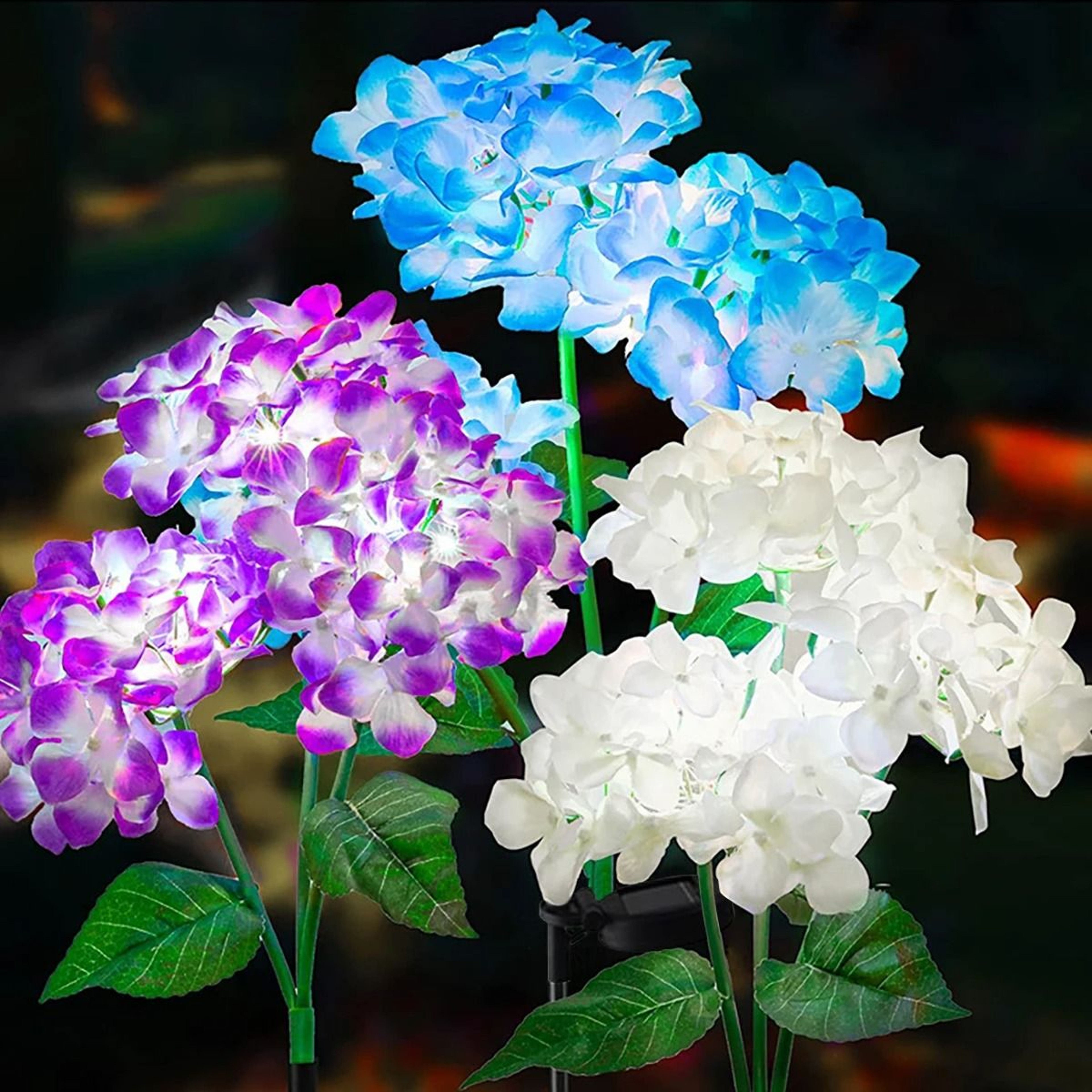 Solar Hydrangea Flower Lights For Charming Garden Lawn Pathway Decor Ambiance 1