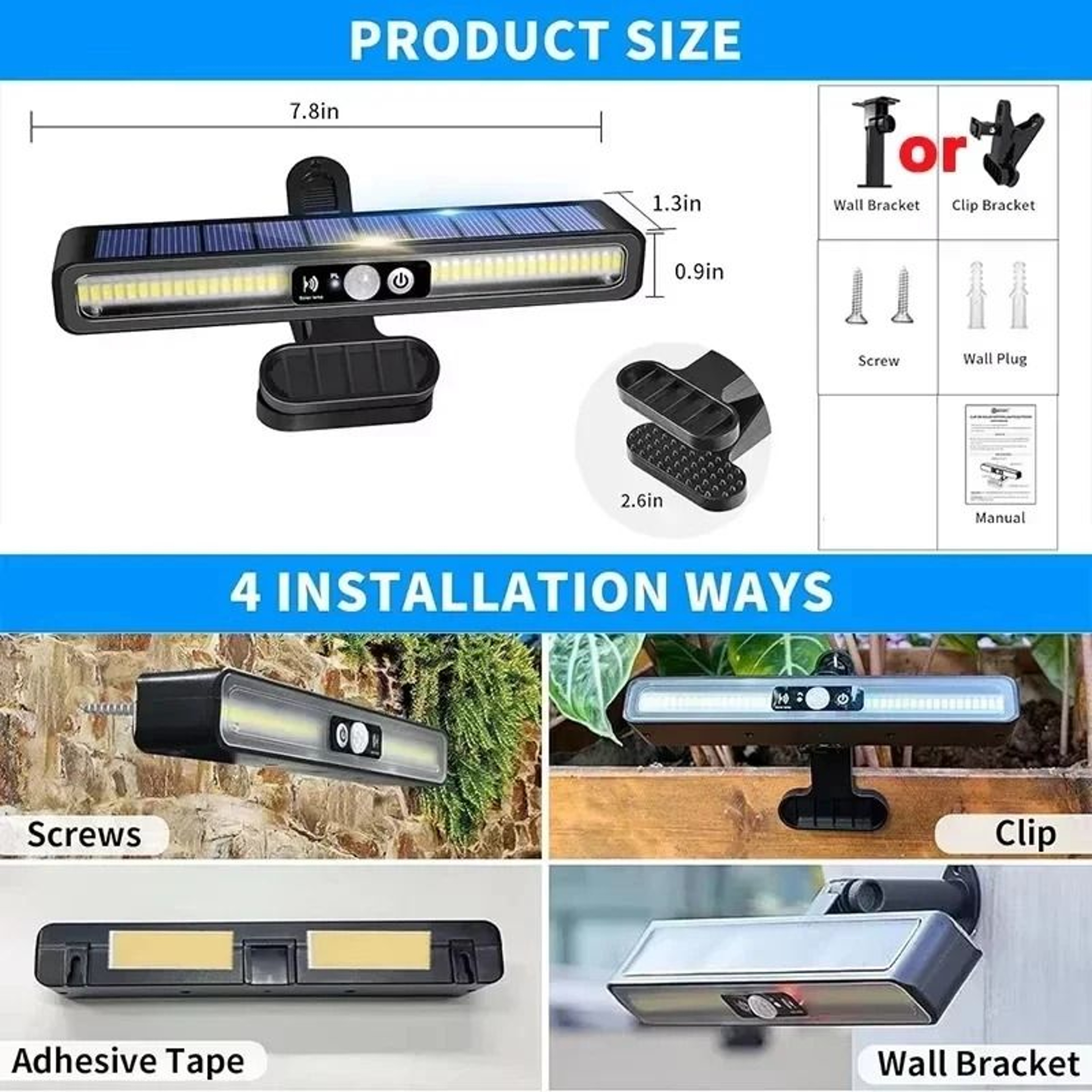 Solar Clip Motion Sensor Light For Portable Outdoor Fence Security Lighting 7