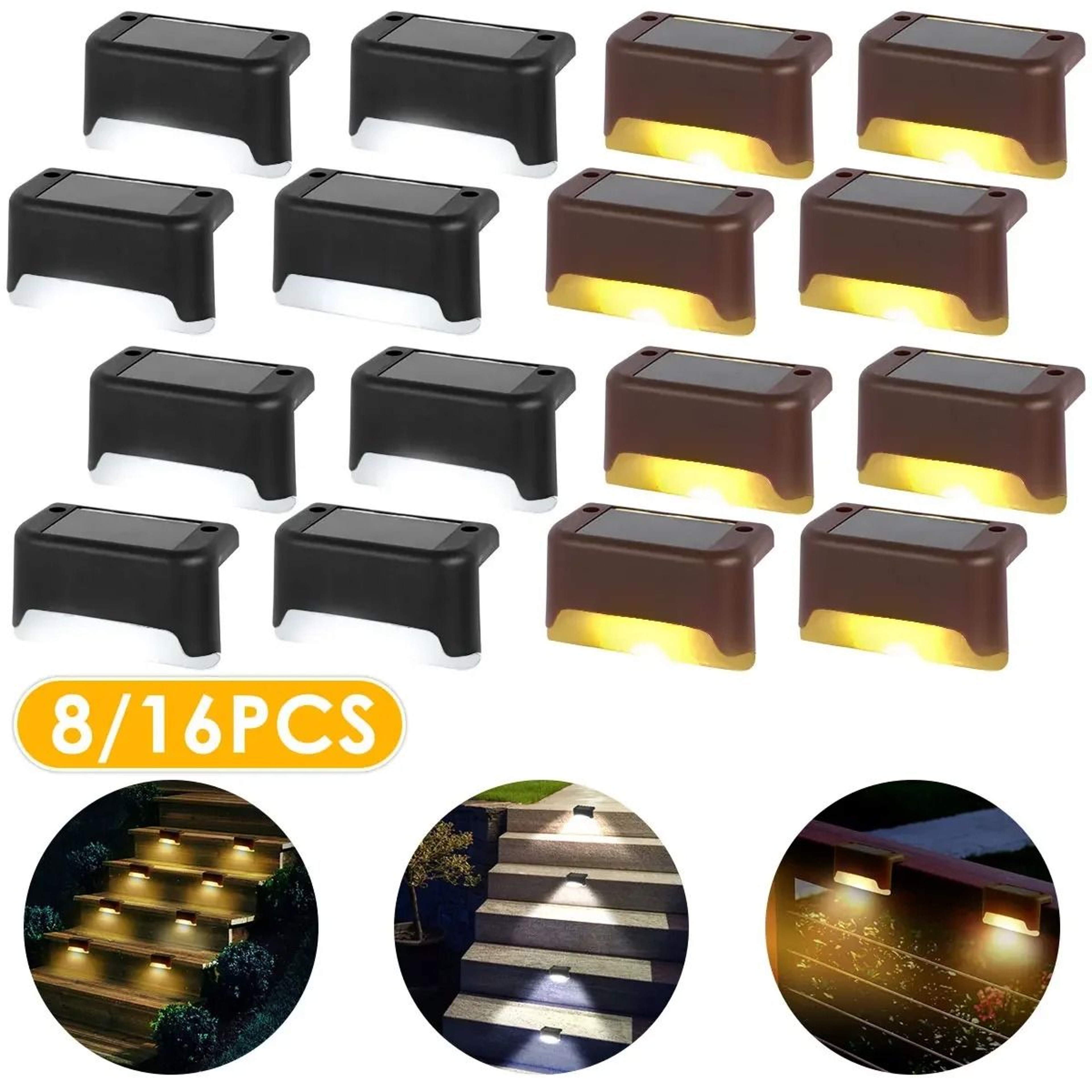 Warm White Solar Step Lights For Safe Outdoor Stair Patio Fence 0
