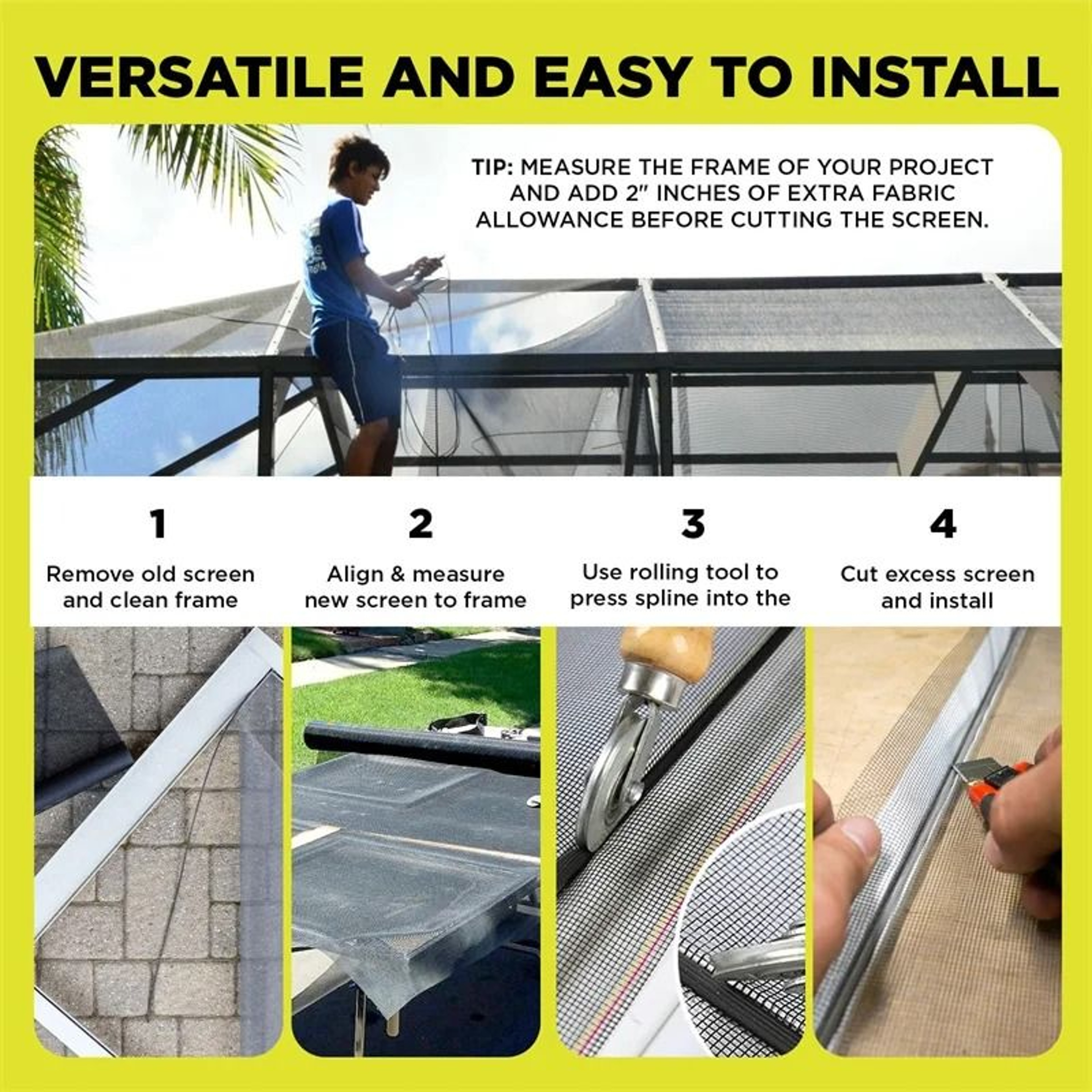 Durable Fiberglass Window Screen Mesh Replacement For Doors And Bug Protection 4