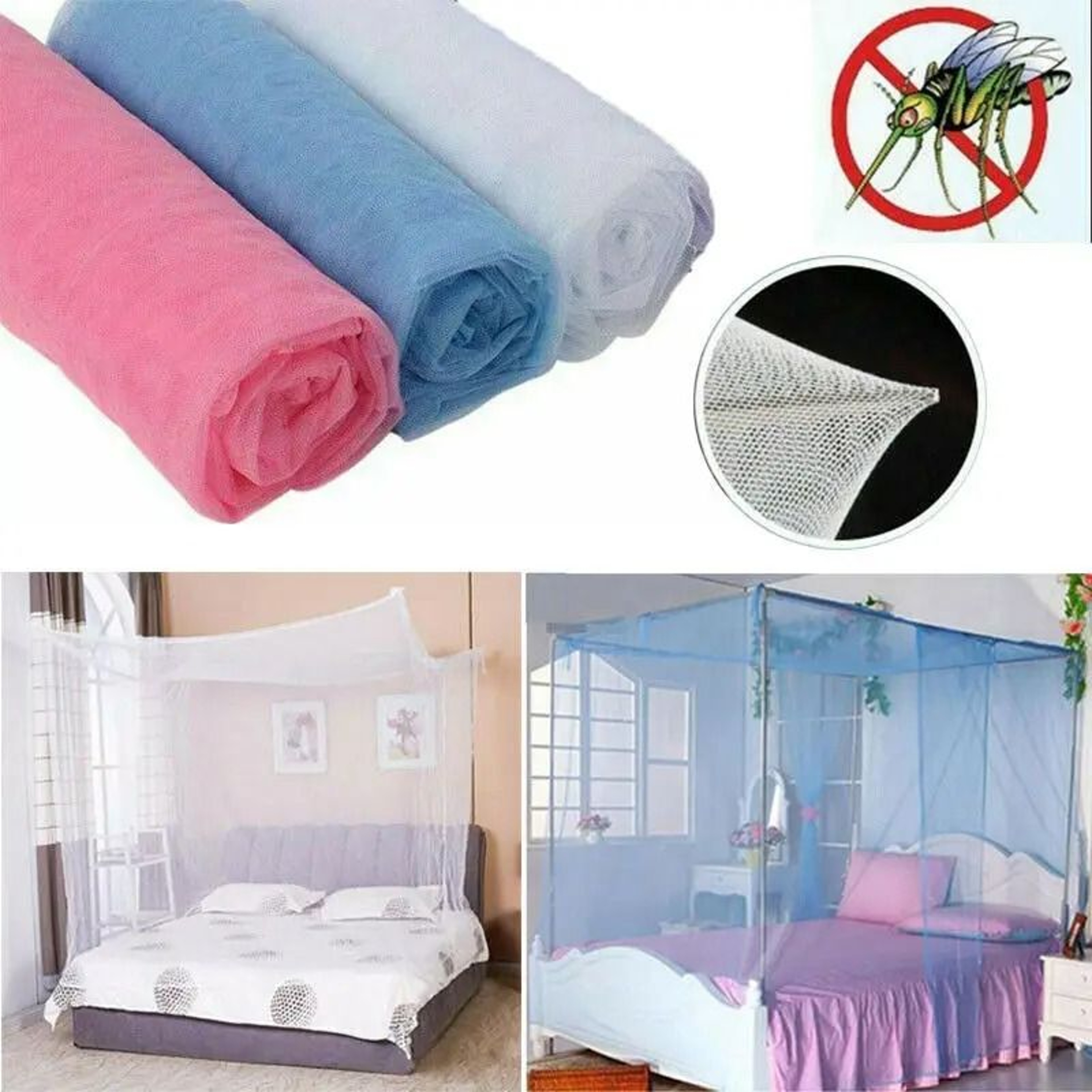 Four Corner Lightweight Mosquito Bed Canopy Keeps Sleep Cool Comfortable Protected 0