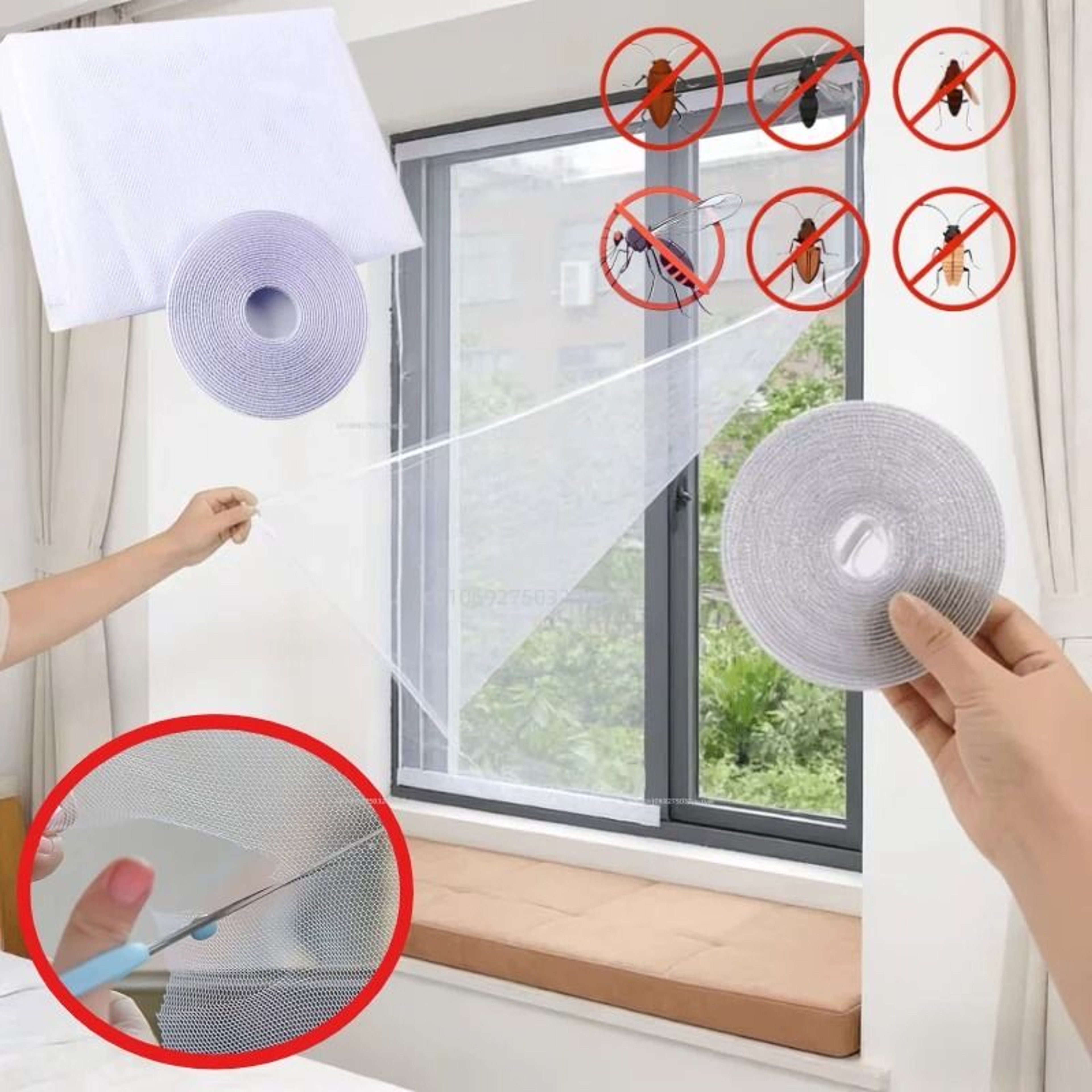 Lightweight Mosquito Window Door Curtain Keeps Insects Out While Air Flows 11