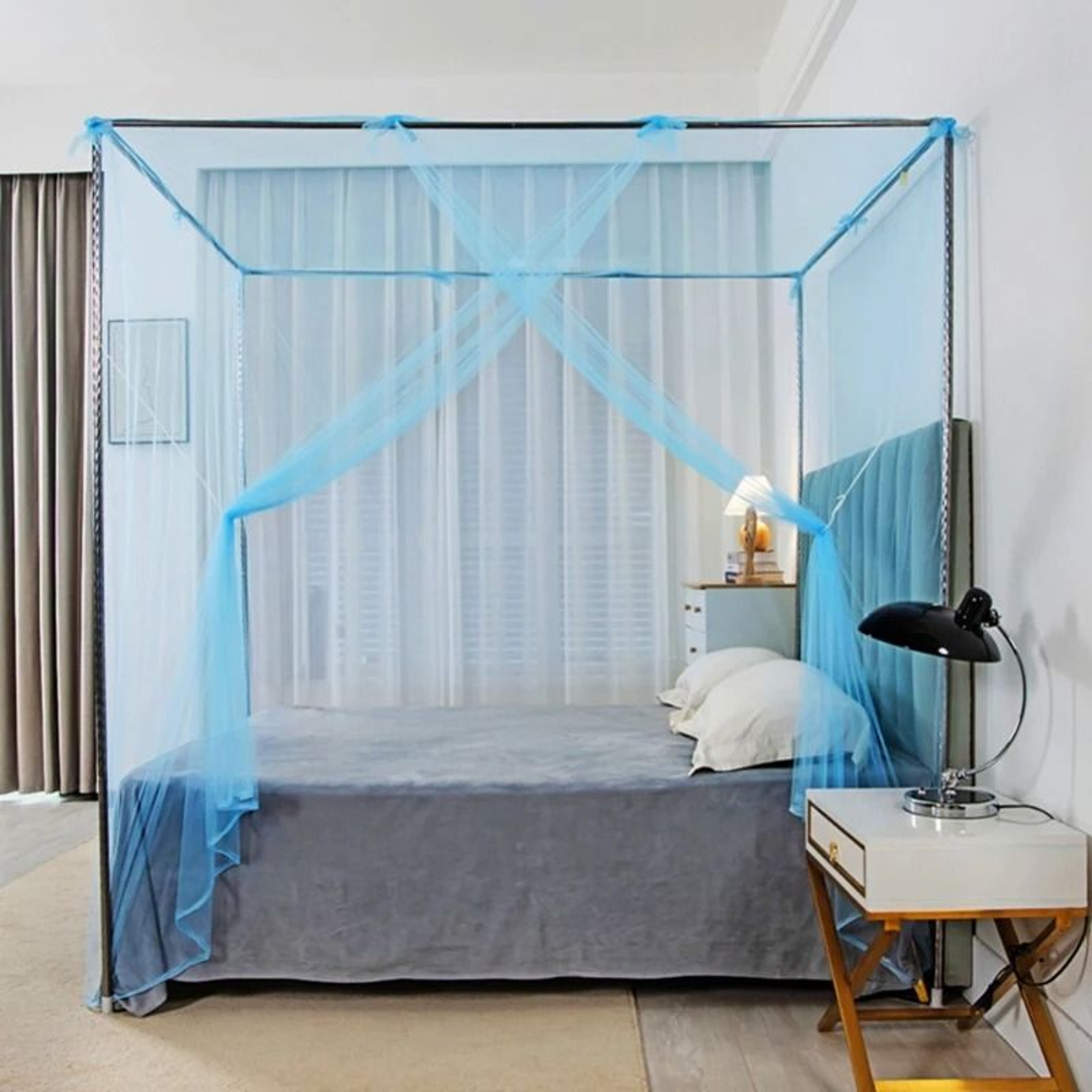 Four Corner Princess Lace Mosquito Bed Canopy Adds Elegant Insect Protection 2