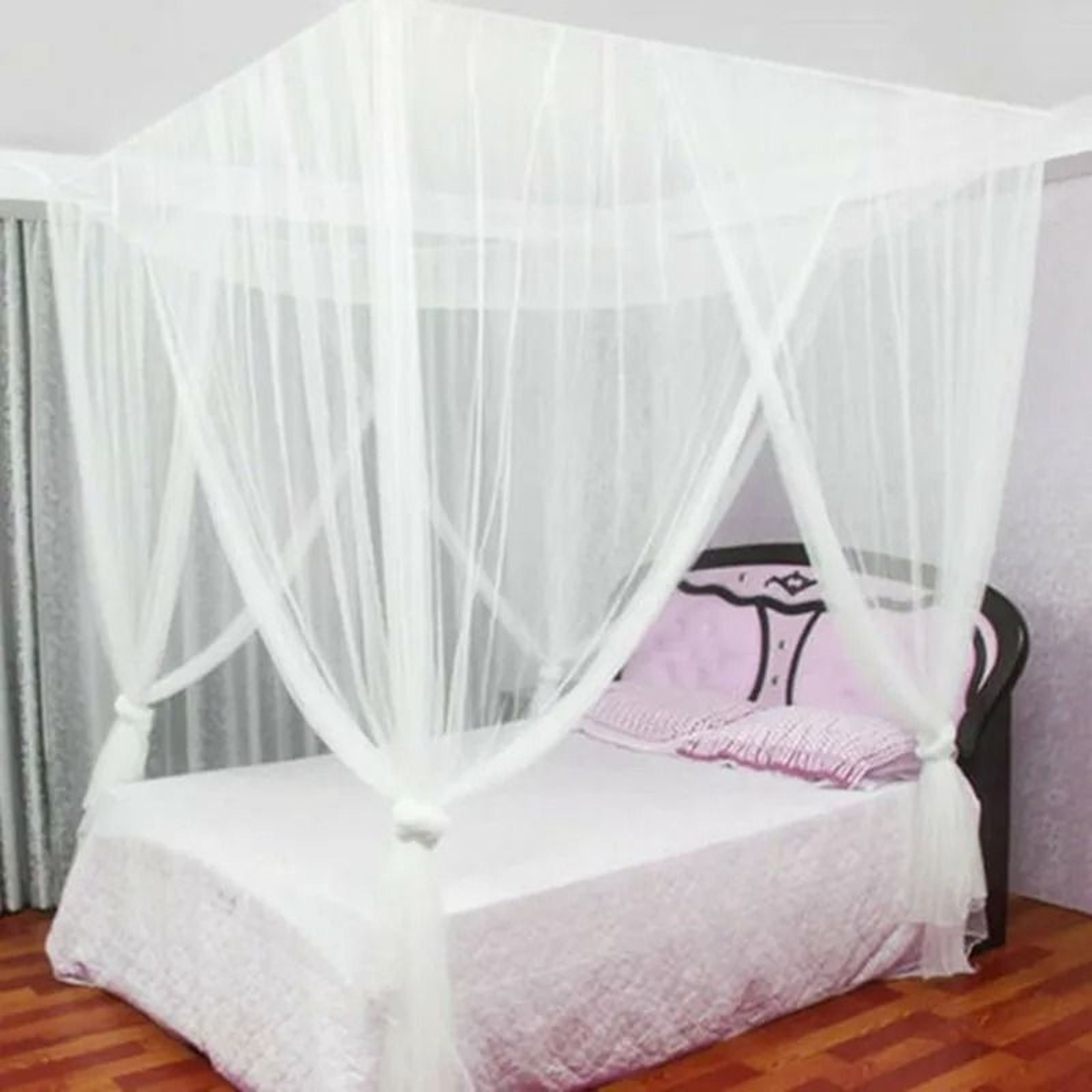 Four Door Palace Mosquito Bed Canopy Adds Elegant Breathable Insect Protection 7