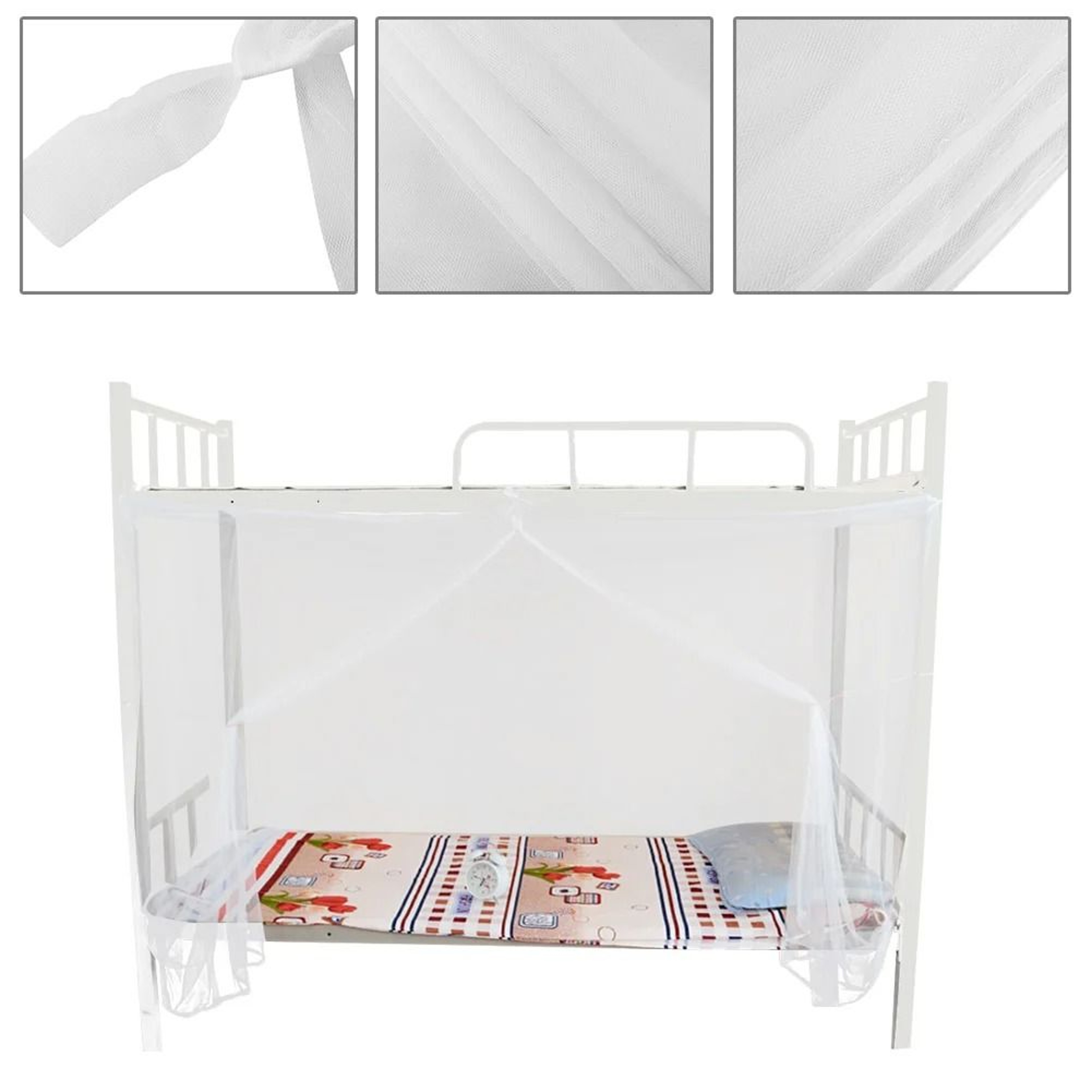 White Four Corner Mosquito Bed Canopy Net For Peaceful Sleep Protection 6