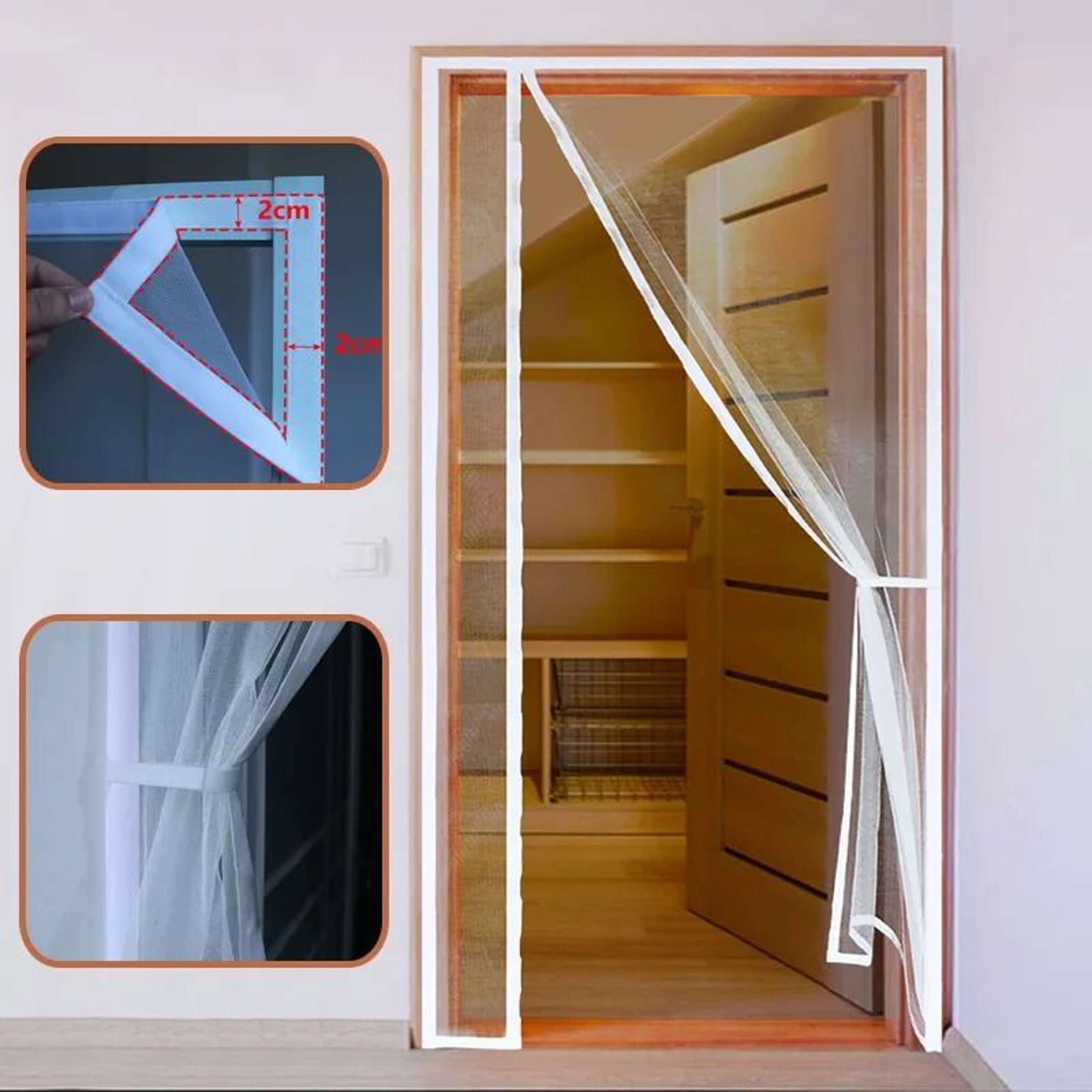 Custom White Magnetic Screen Door For Side Opening Mosquito Protection Comfort 5