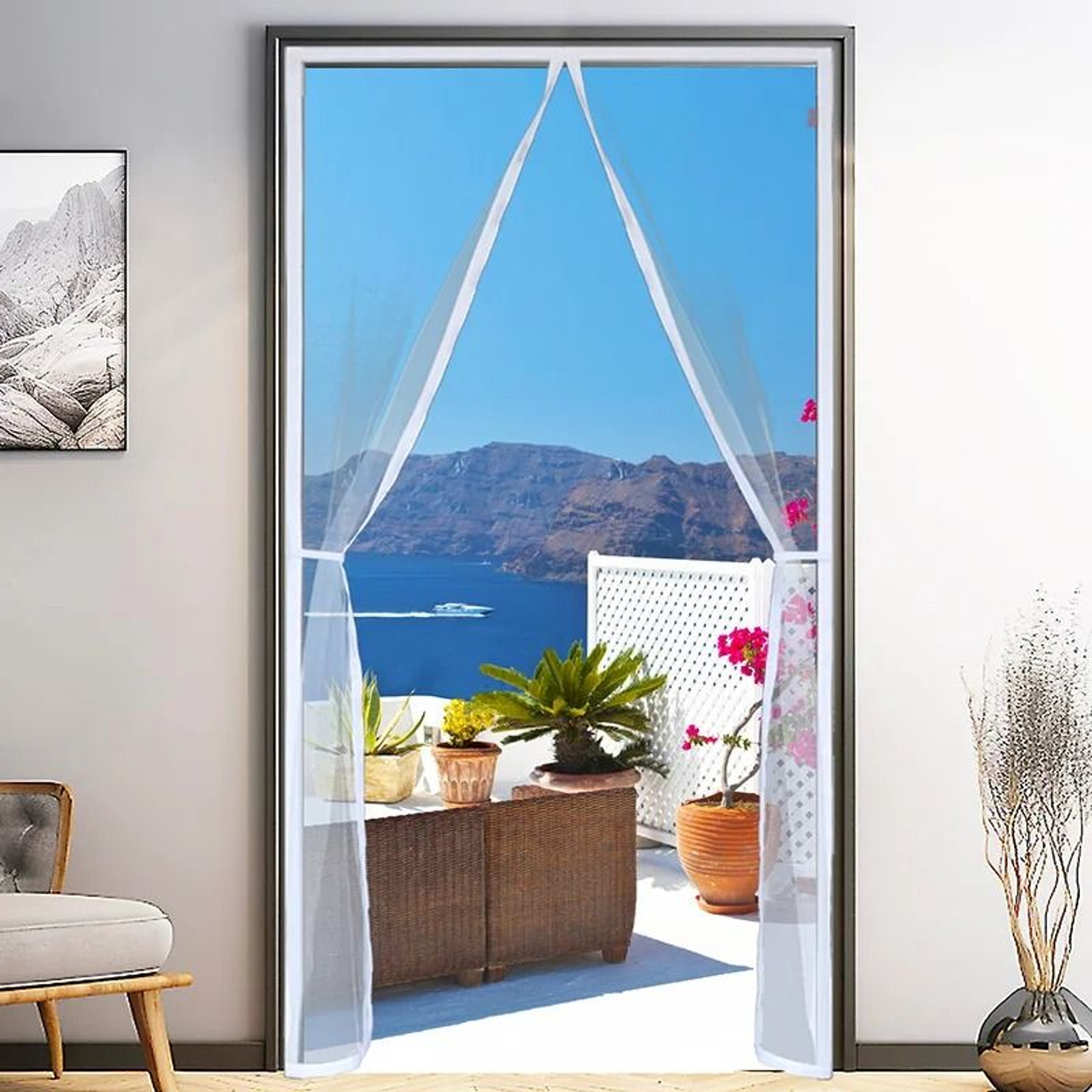 Custom White Magnetic Door Window Screen For Invisible Insect Protection Home 6