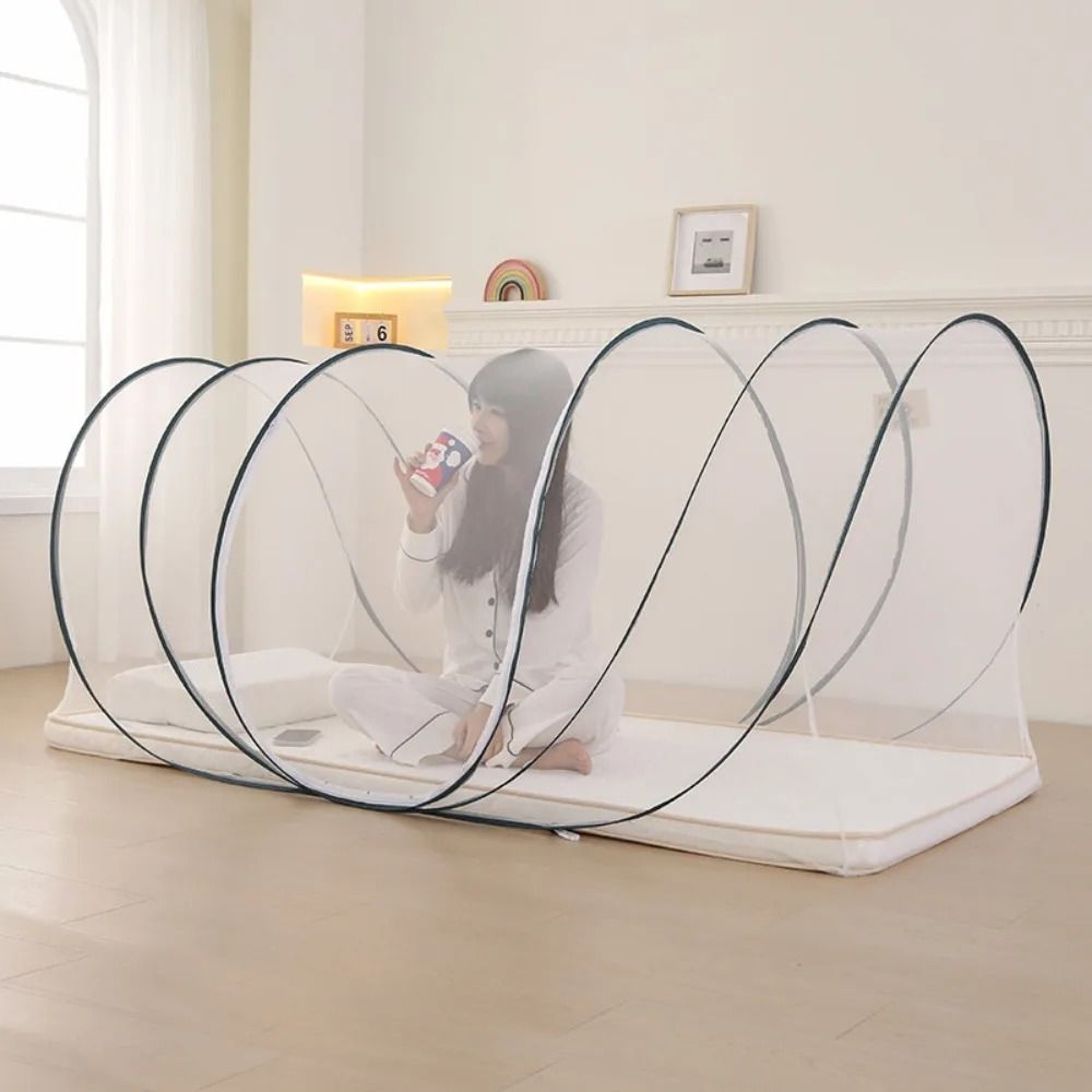 Compact Foldable Travel Mosquito Net For Single Bed Head Protection Summer 4