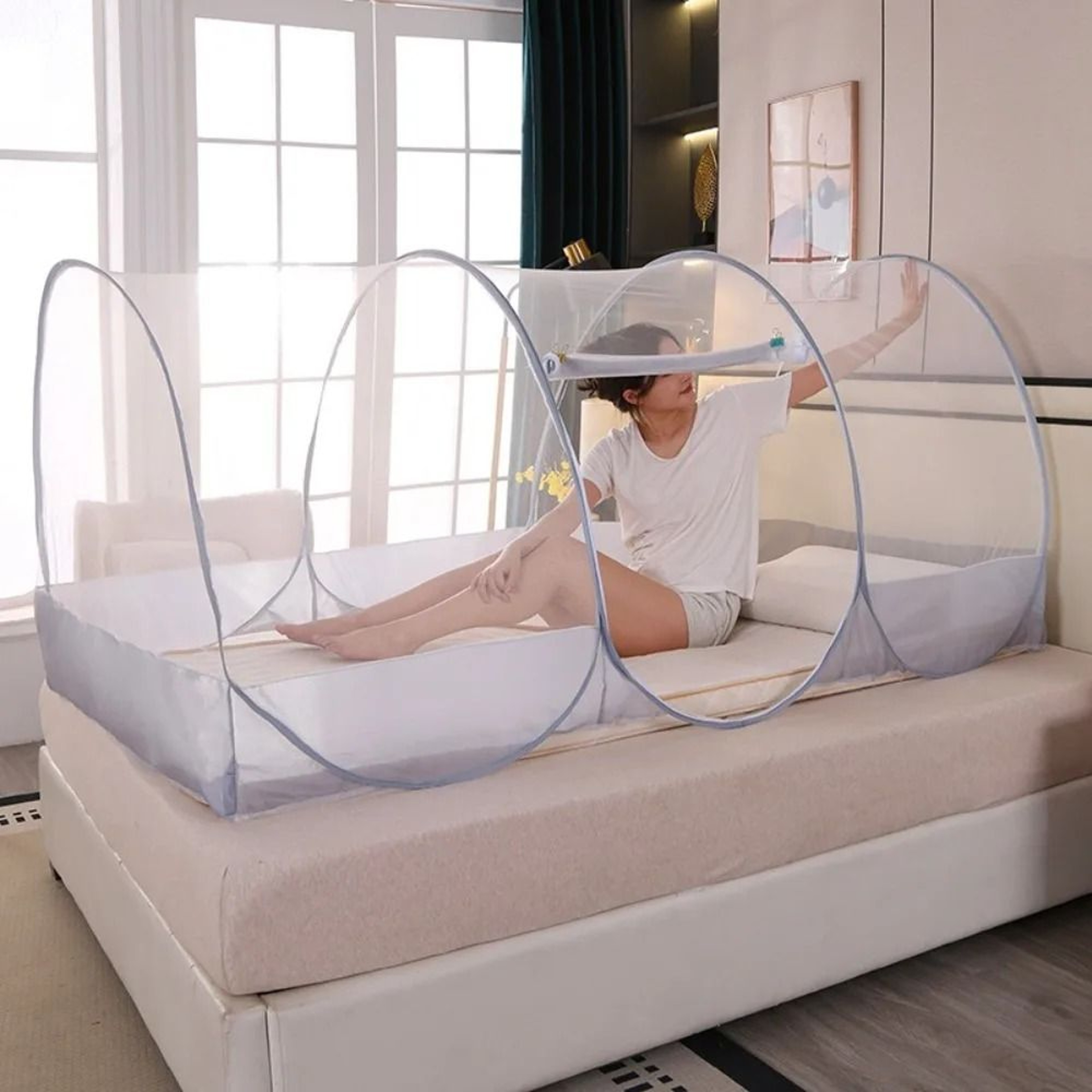 Compact Foldable Travel Mosquito Net For Single Bed Head Protection Summer 10