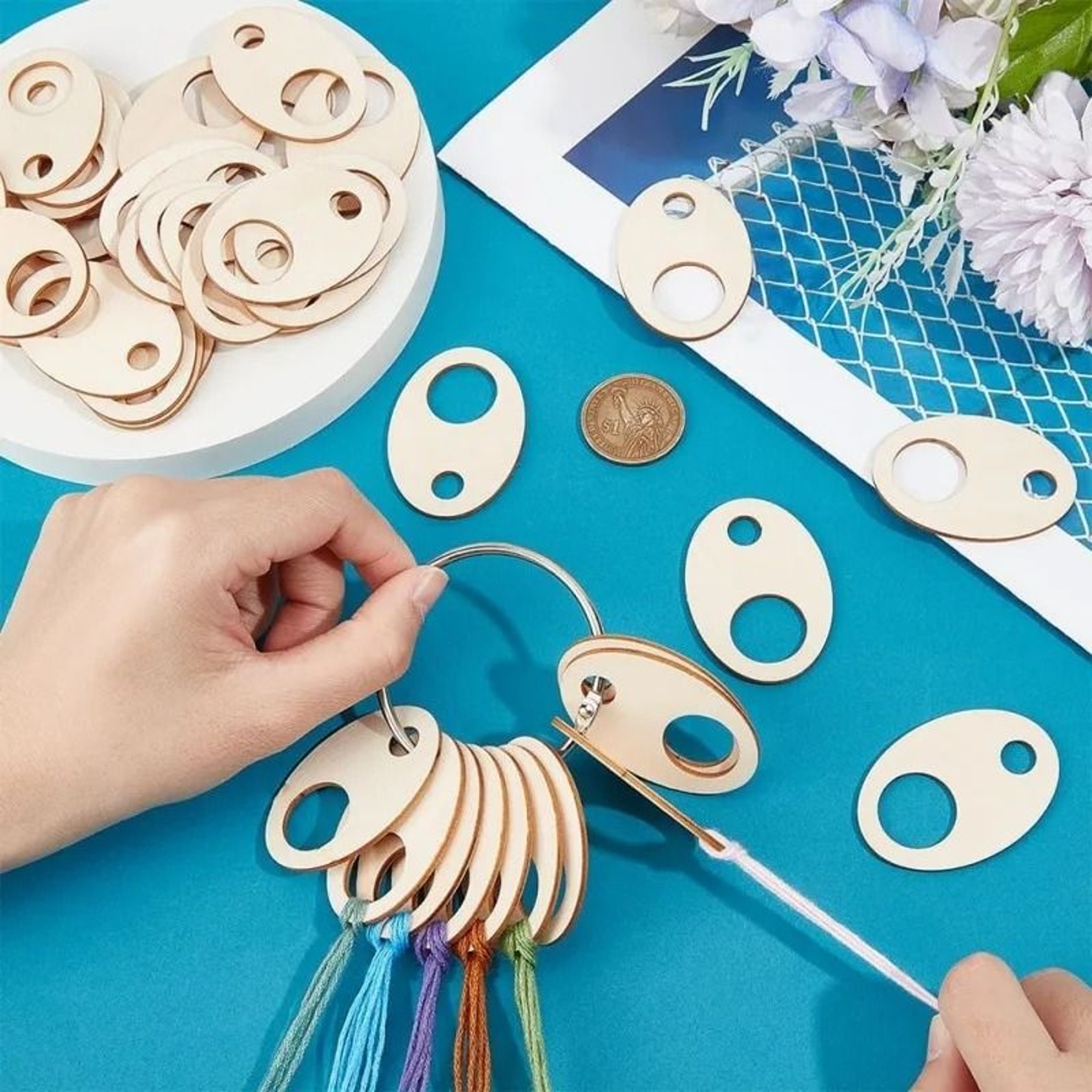 Wooden Embroidery Floss Drops 50 Piece Set For Tangle Free Storage 2