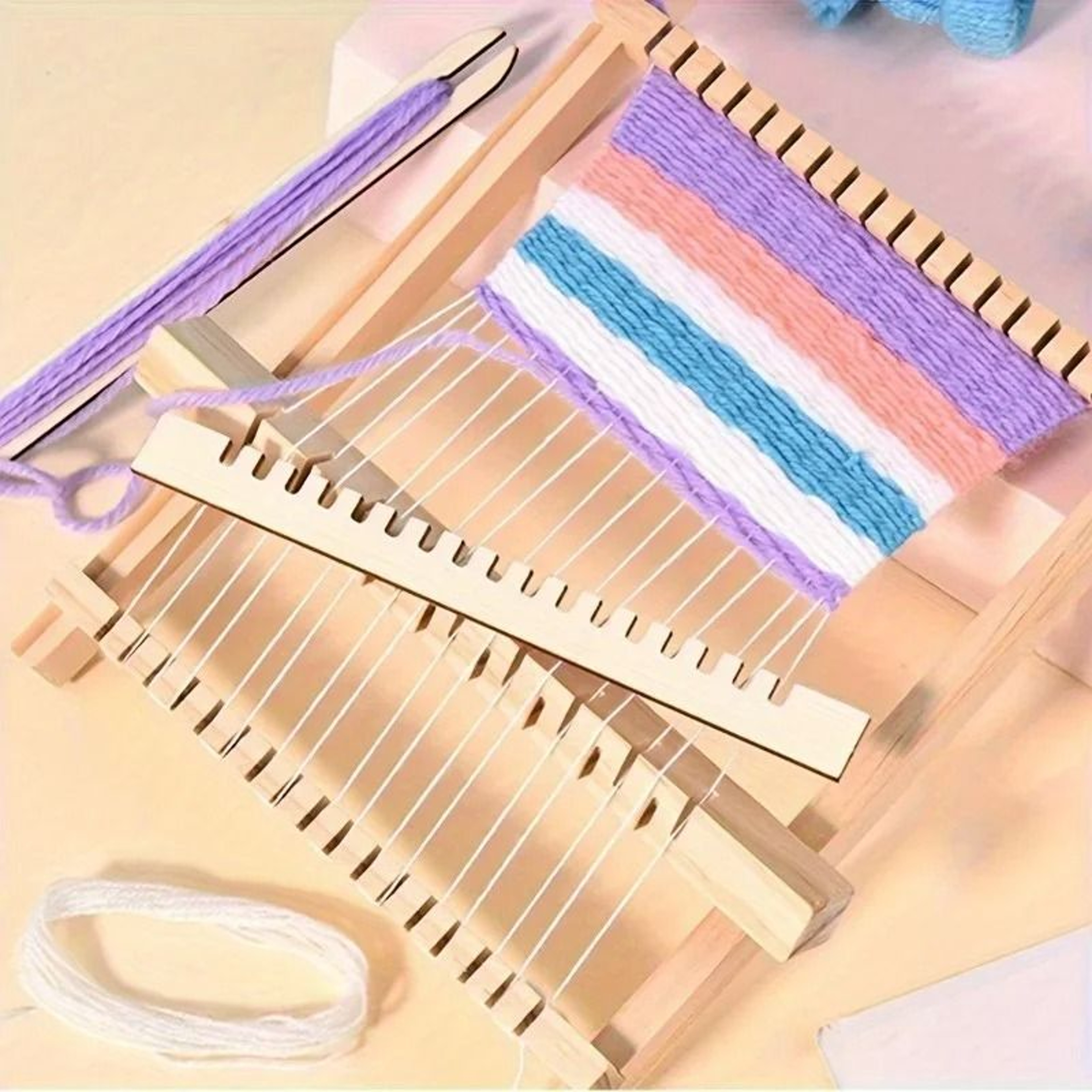 Wooden Tapestry Weaving Loom Kit For Easy Beginner Fiber Art Projects 4