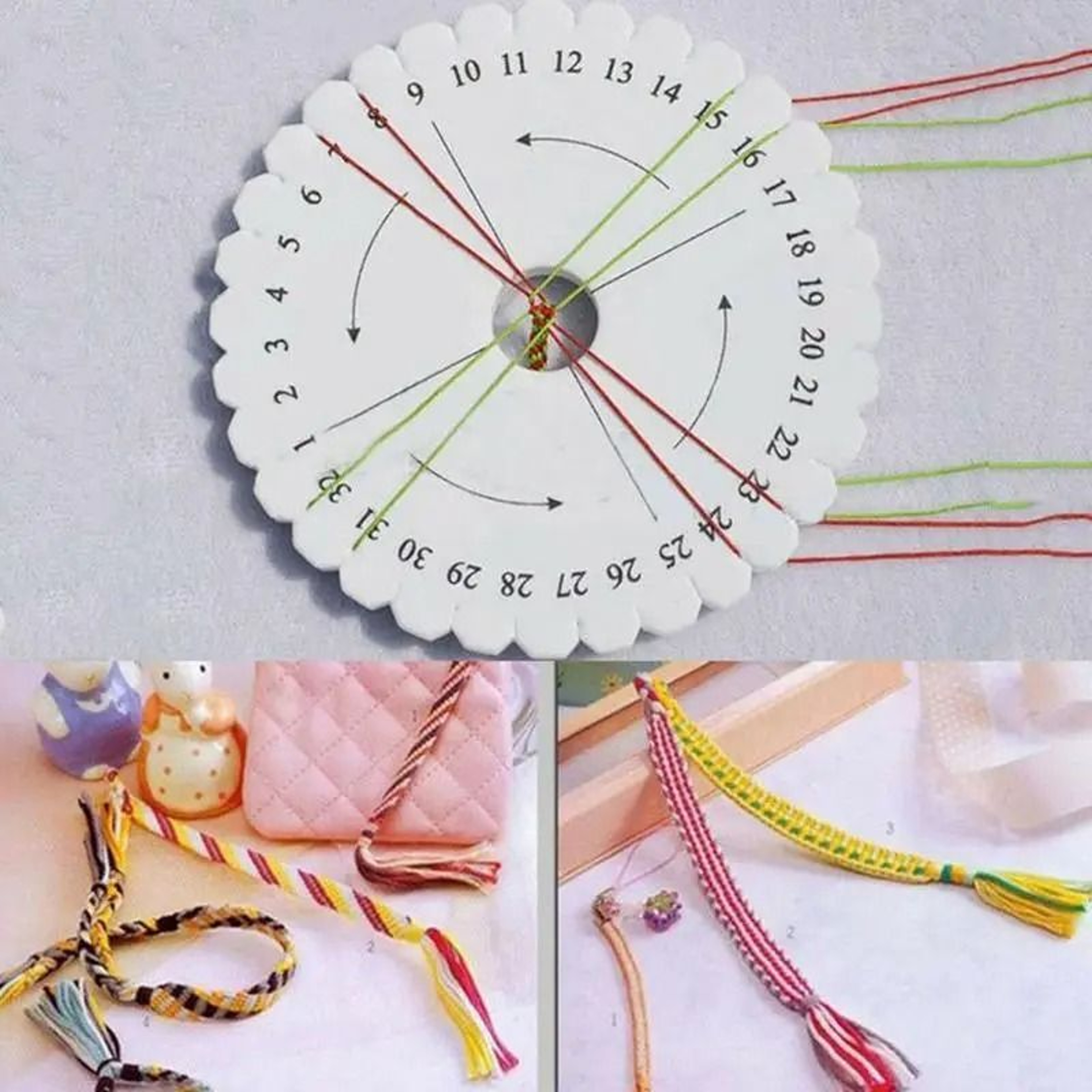 Round Square Kumihimo Braiding Discs For Easy Bracelet Cord Jewelry Making 4