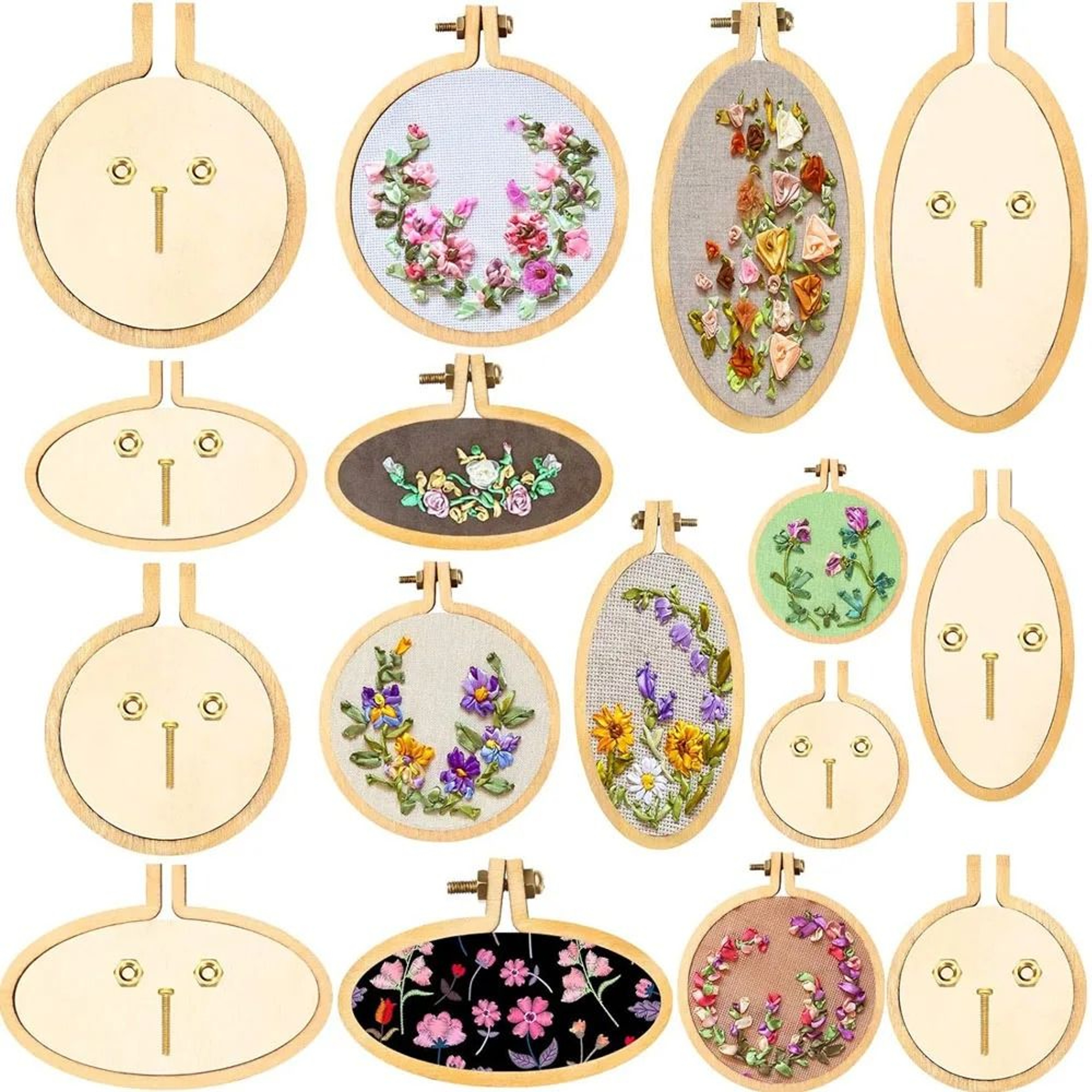 Mini Wooden Embroidery Hoop Set For Jewelry Keychains Cross Stitch Crafts 0