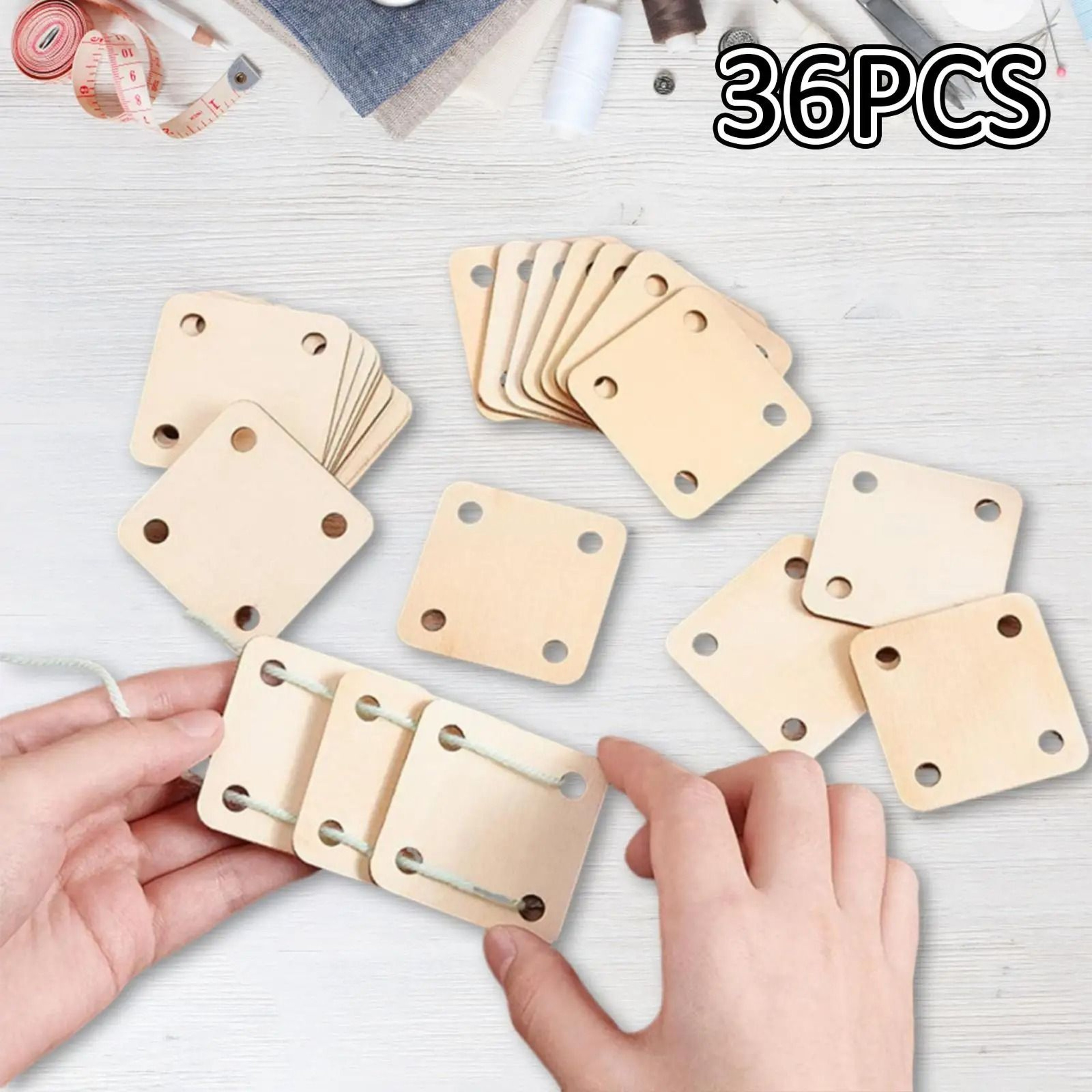 Wooden Four Hole Weaving Loom Cards For Creative Handmade Yarn Projects 15